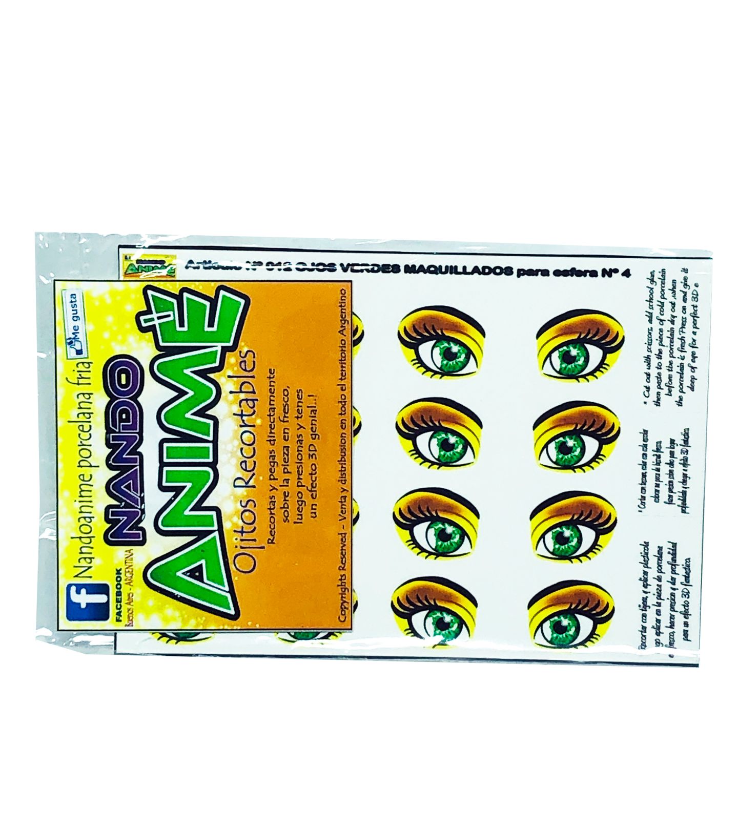 Olhos Recortaveis - Nando Porcelana Fria -C/ 08 Pares