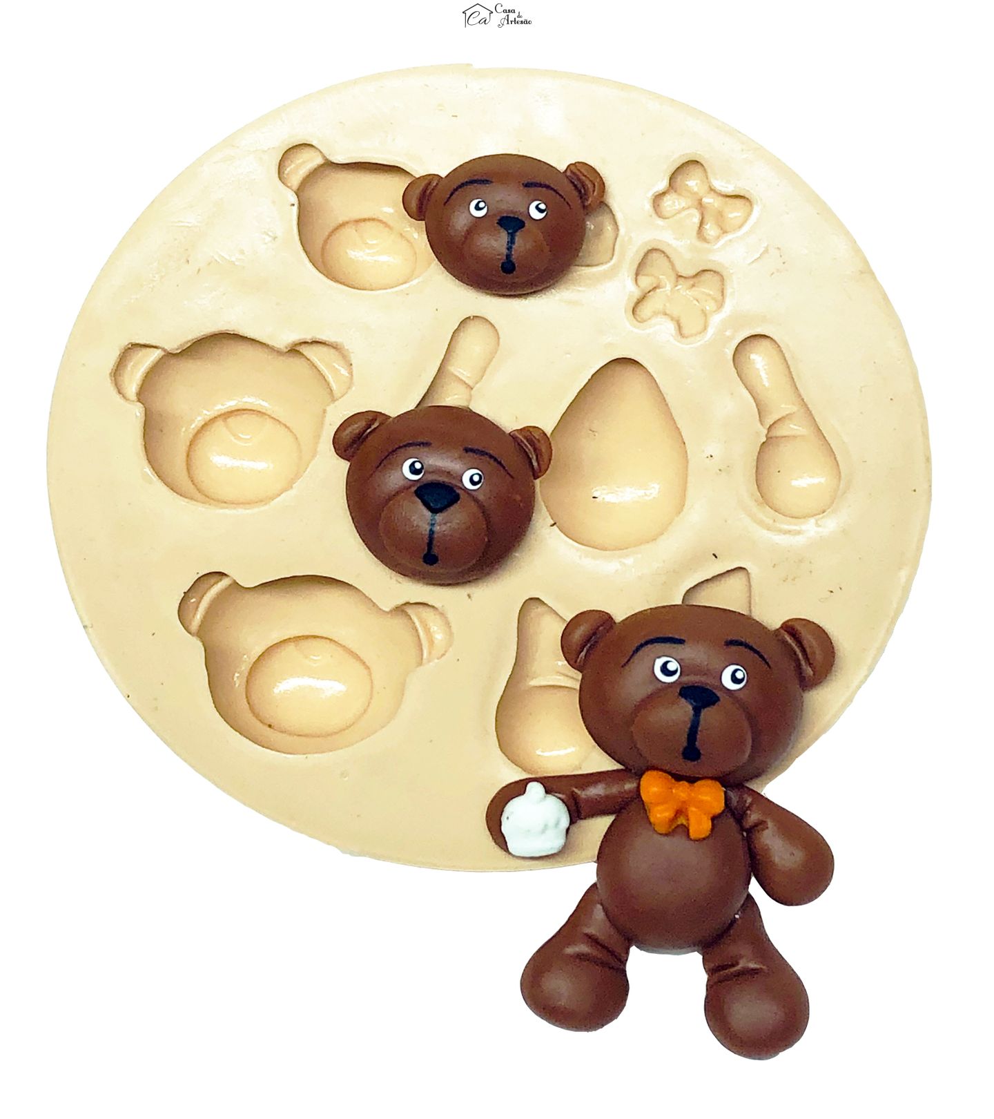 Molde de silicone - Urso - 3 cabeças - P741