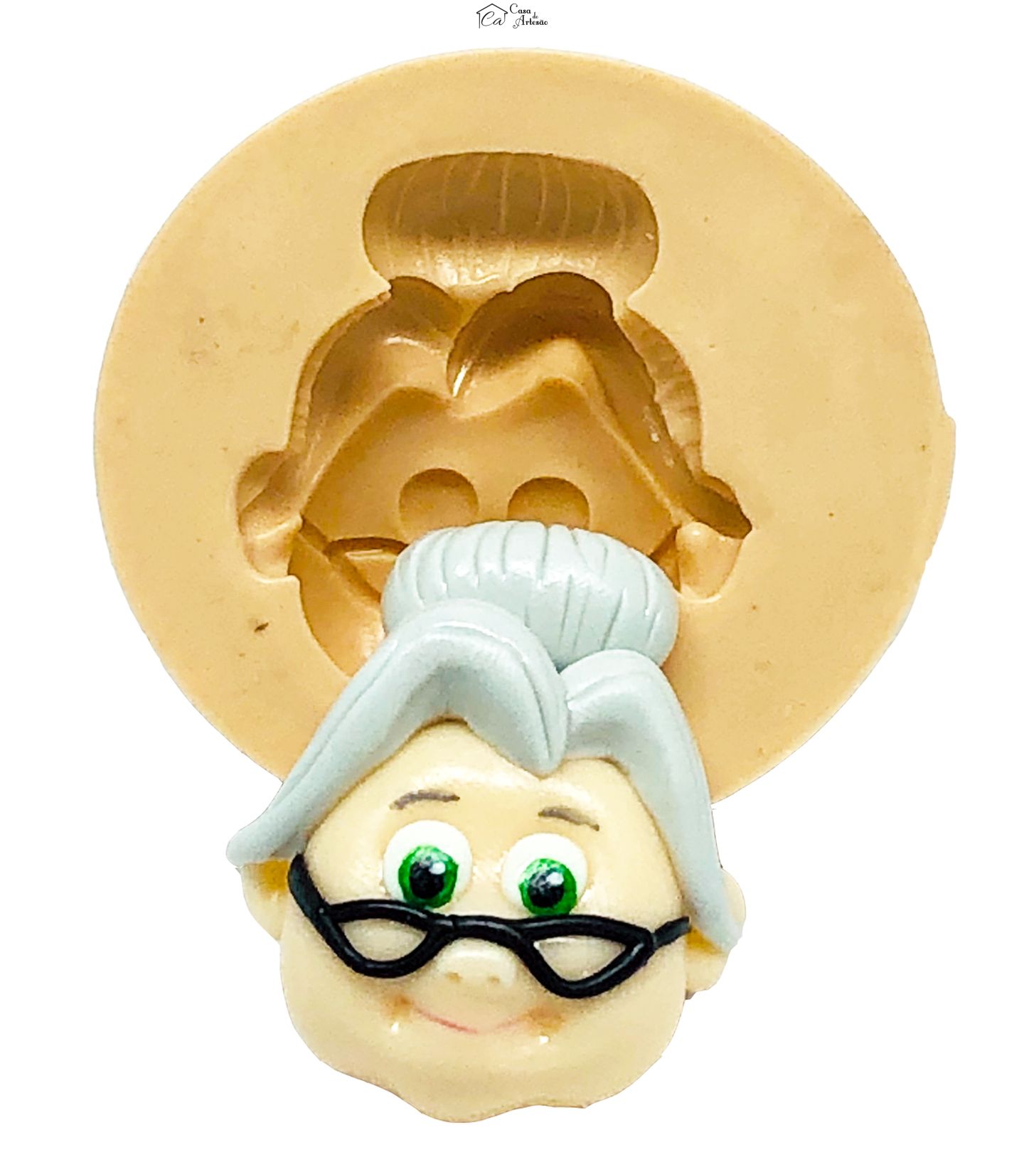 Molde de silicone - 44 Gatos - Rosto Vovó Pina - Medio - P803