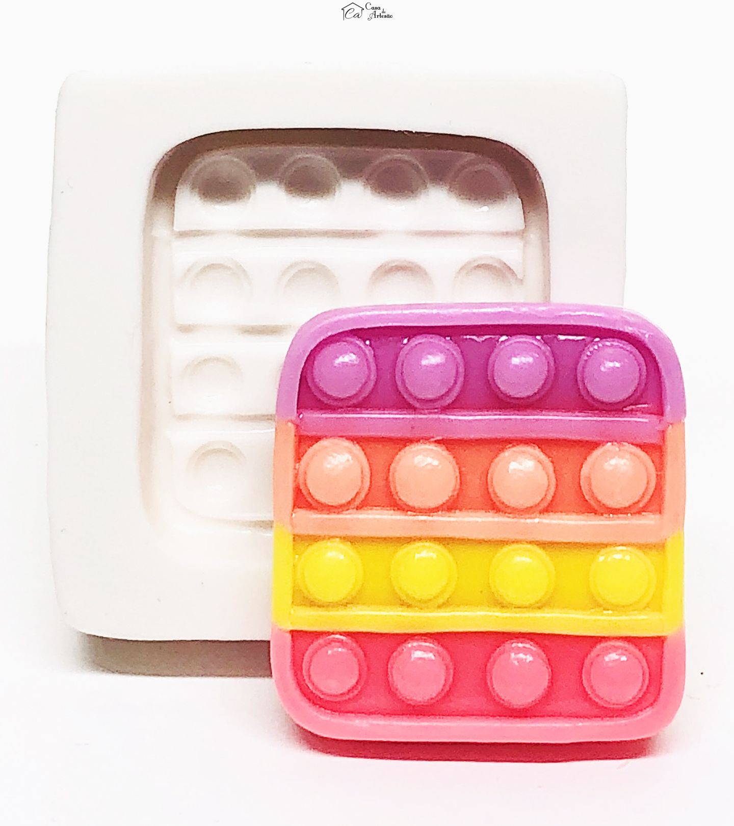 Molde de silicone - Fidget - Quadrado - Pequeno - P1086