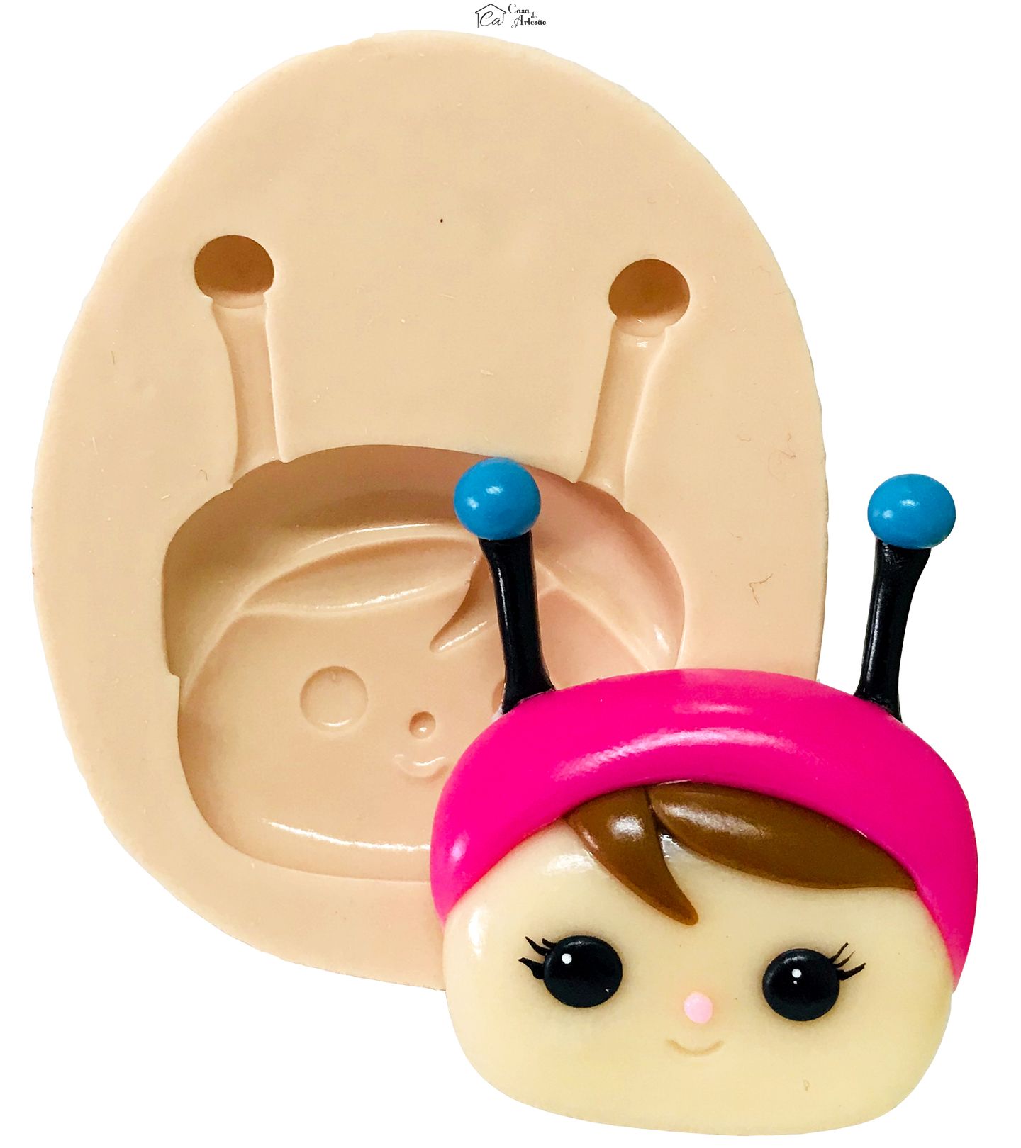 Molde de silicone - Me too Doll - Rosto Angela com Antena  - Grande - P432