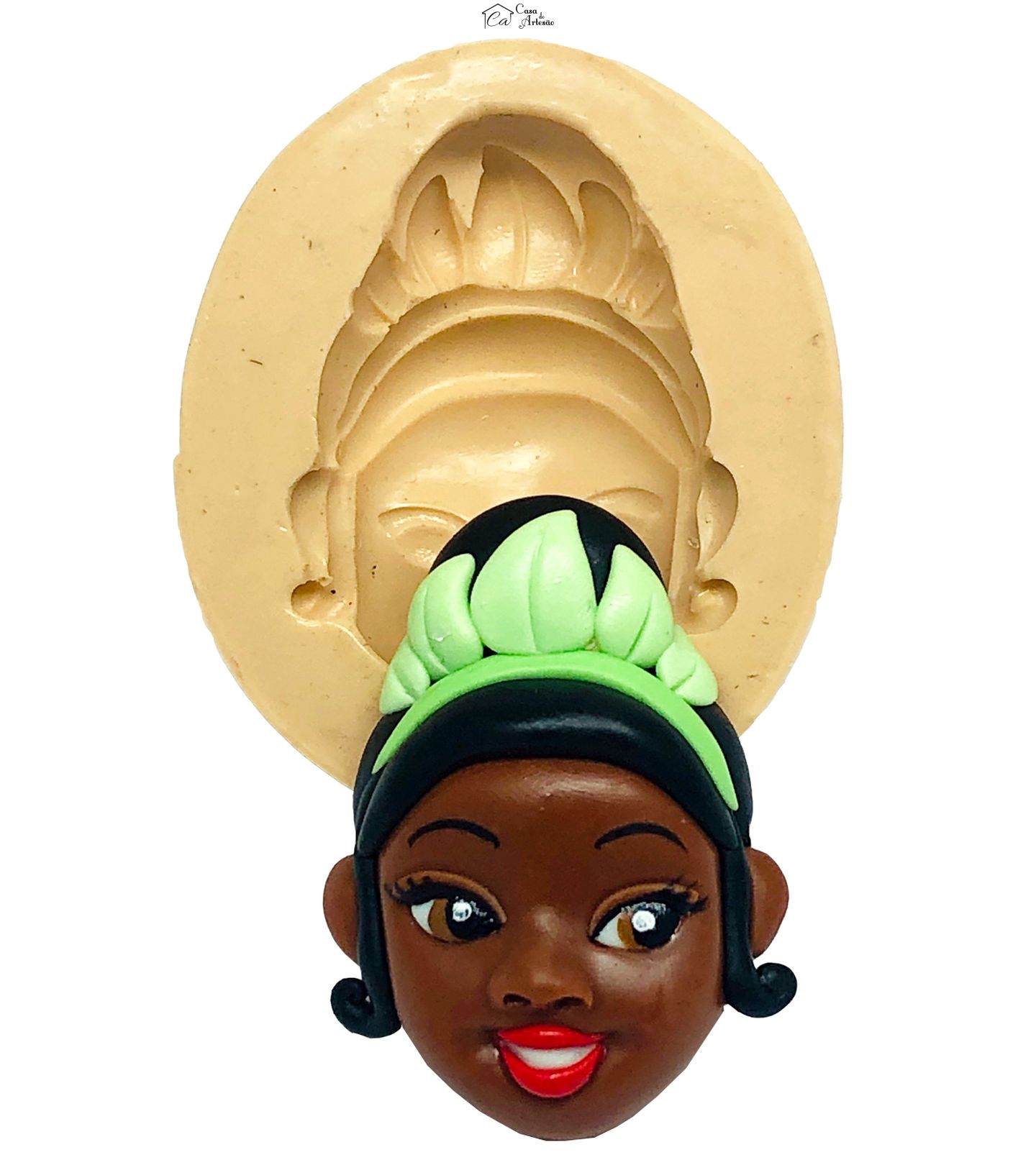 Molde de silicone - Princesas - Rosto Tiana (A Princesa e o Sapo) - Grande - P864