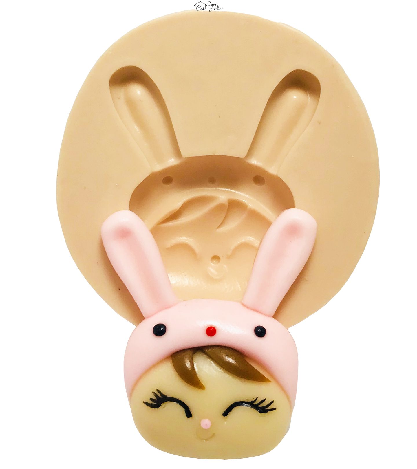 Molde de silicone - Me too Doll - Rosto Angela Coelha Pink - Media - P426