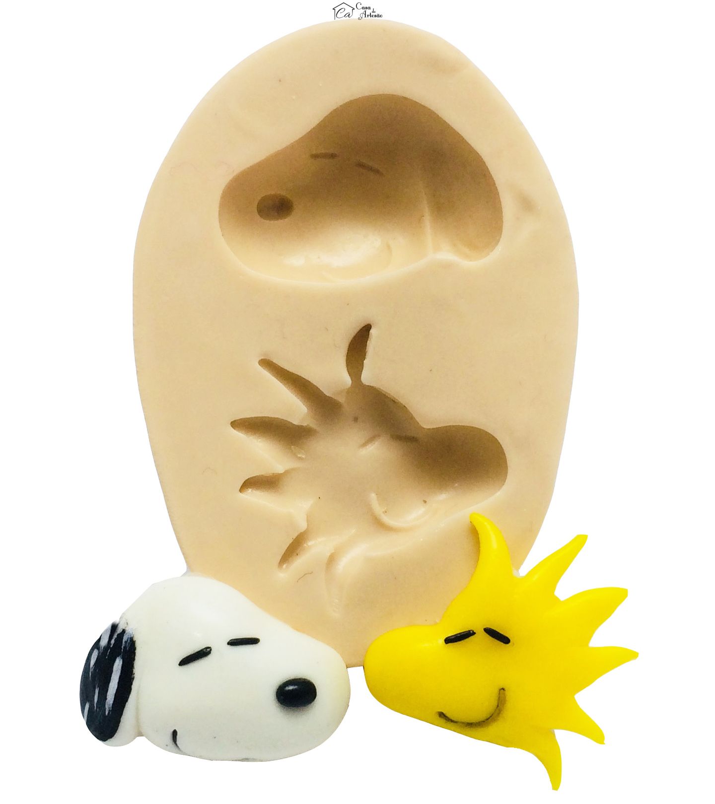 Molde de silicone - Snoopy - Rosto Snoopy e Woodstock Pequeno - P218