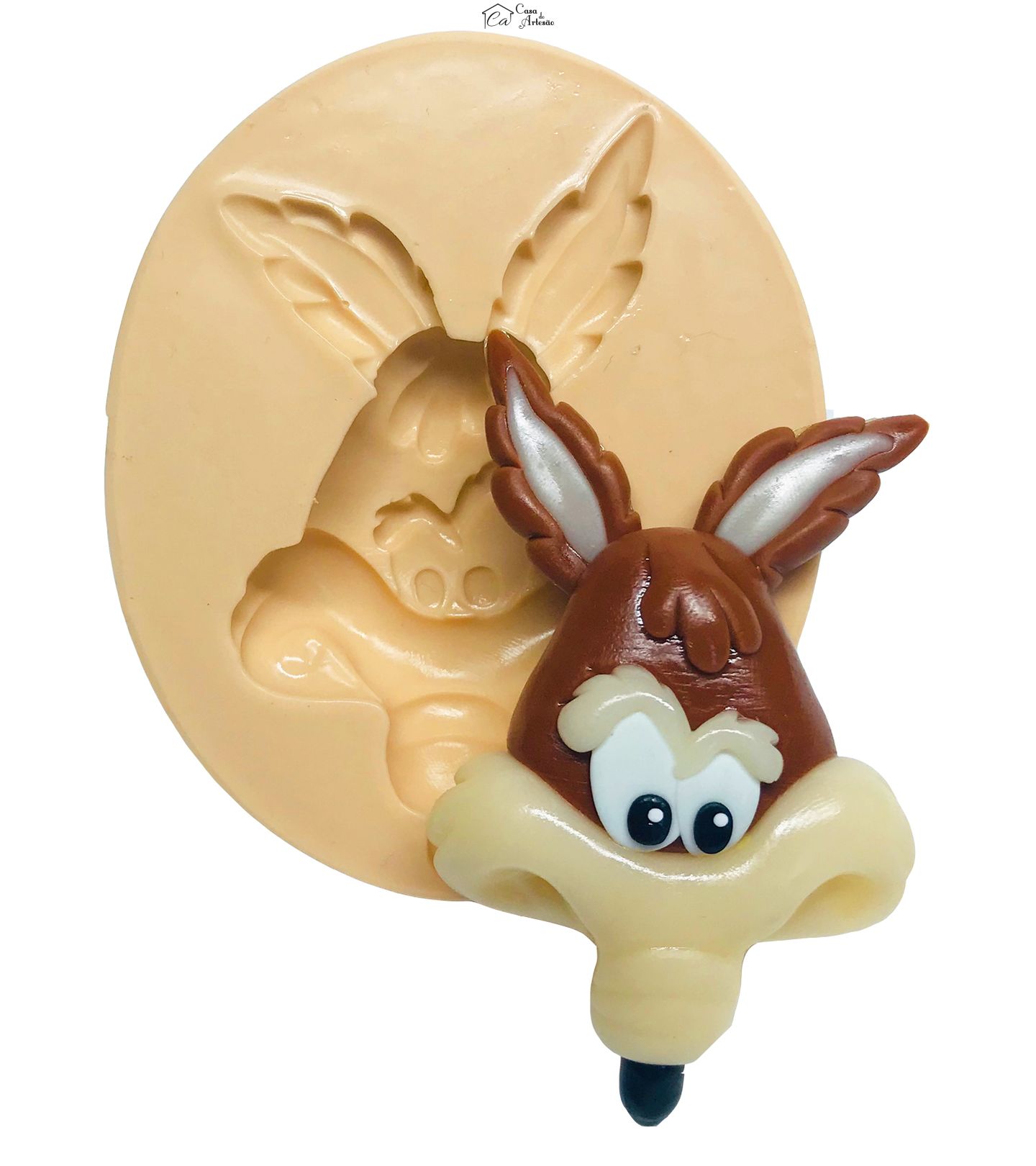 Molde de silicone - Looney Tunes Baby - Rosto Coiote - Grande - P597