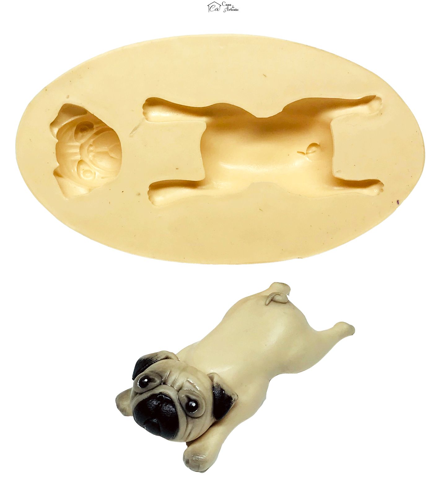 Molde de silicone - Cachorro - Pug - Grande - P622