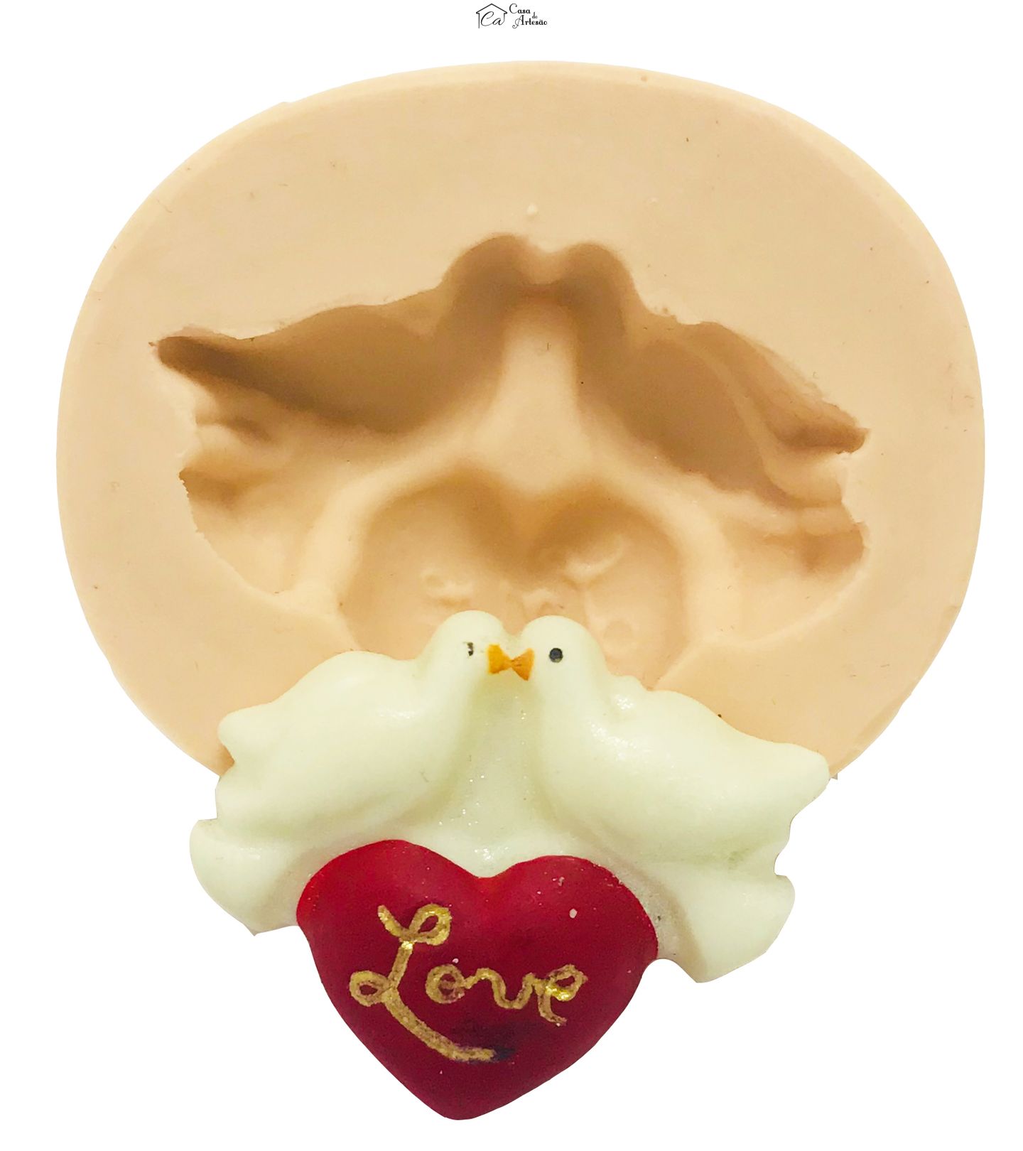 Molde de silicone - Casal de Pombos c/ Coração I