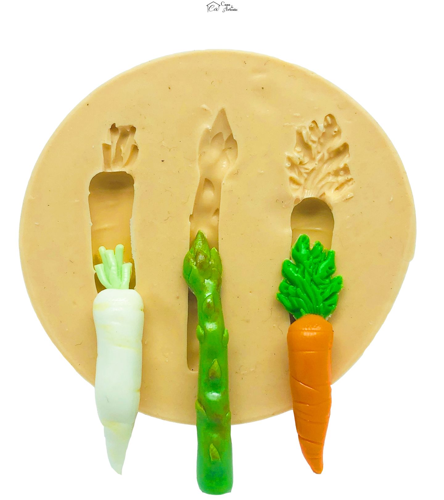 Molde de silicone - Legumes - Nabo, Aspargo, Cenoura - Pequeno - P848