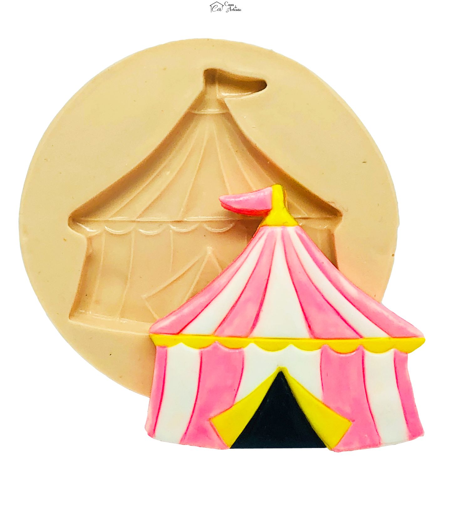 Molde de silicone - Circo Rosa - Tenda - Grande - P835