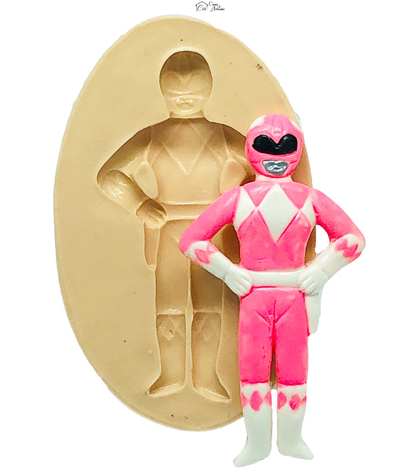 Molde de silicone - Power Ranger - Rosa - Grande - P796