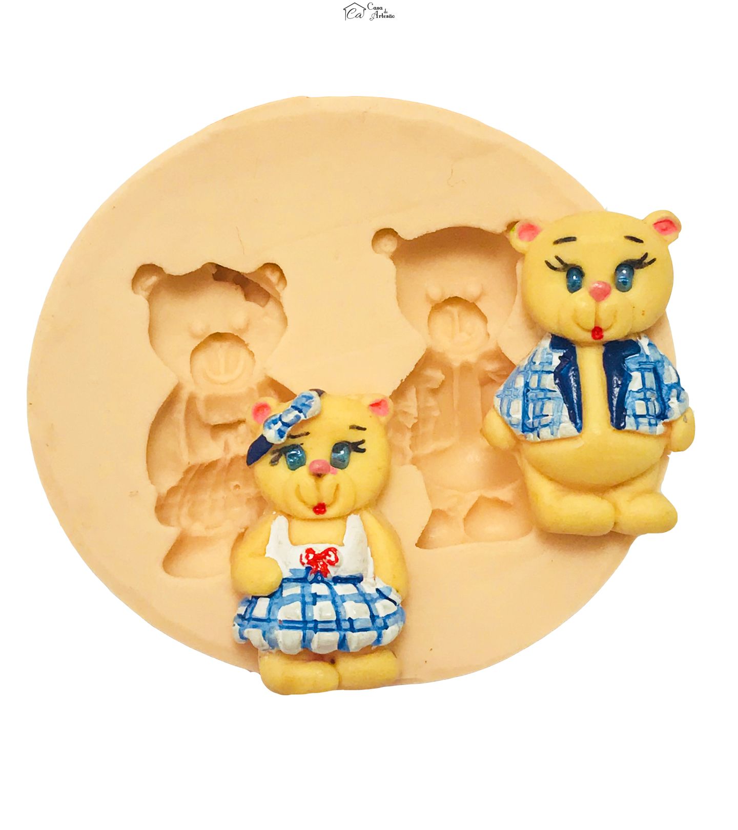 Molde de silicone - Casal Urso Mini
