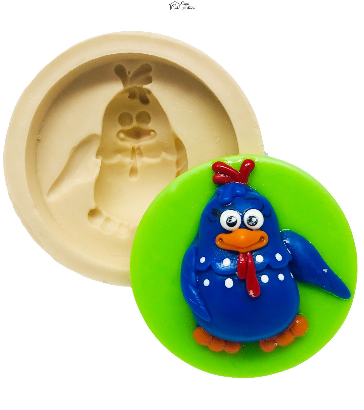 Molde de silicone - Galinha Pintadinha com Base - Galinha - Media - P499