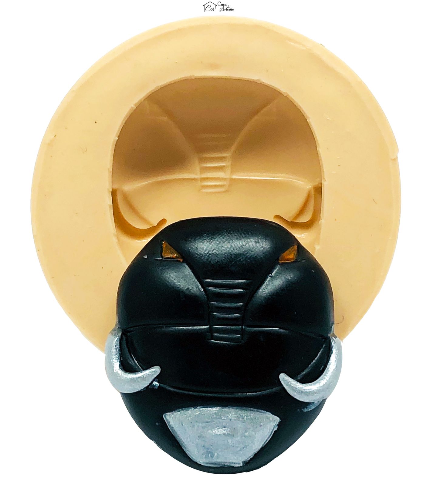 Molde de silicone - Power Ranger - Rosto Preto - Grande - P769