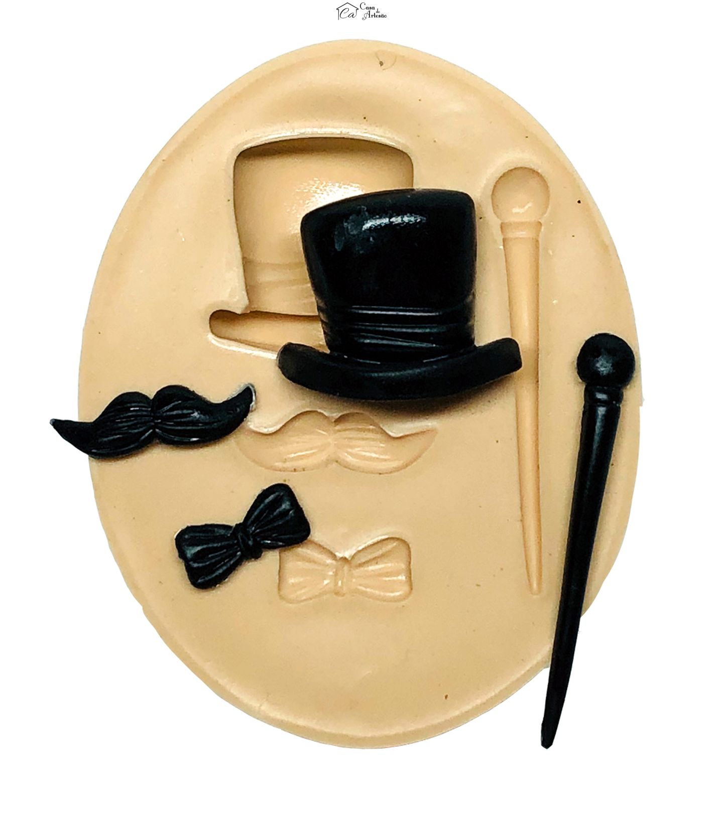 Molde de silicone - Cartola - Kit - Bigode, Laço, Bengala - Pequena - P727