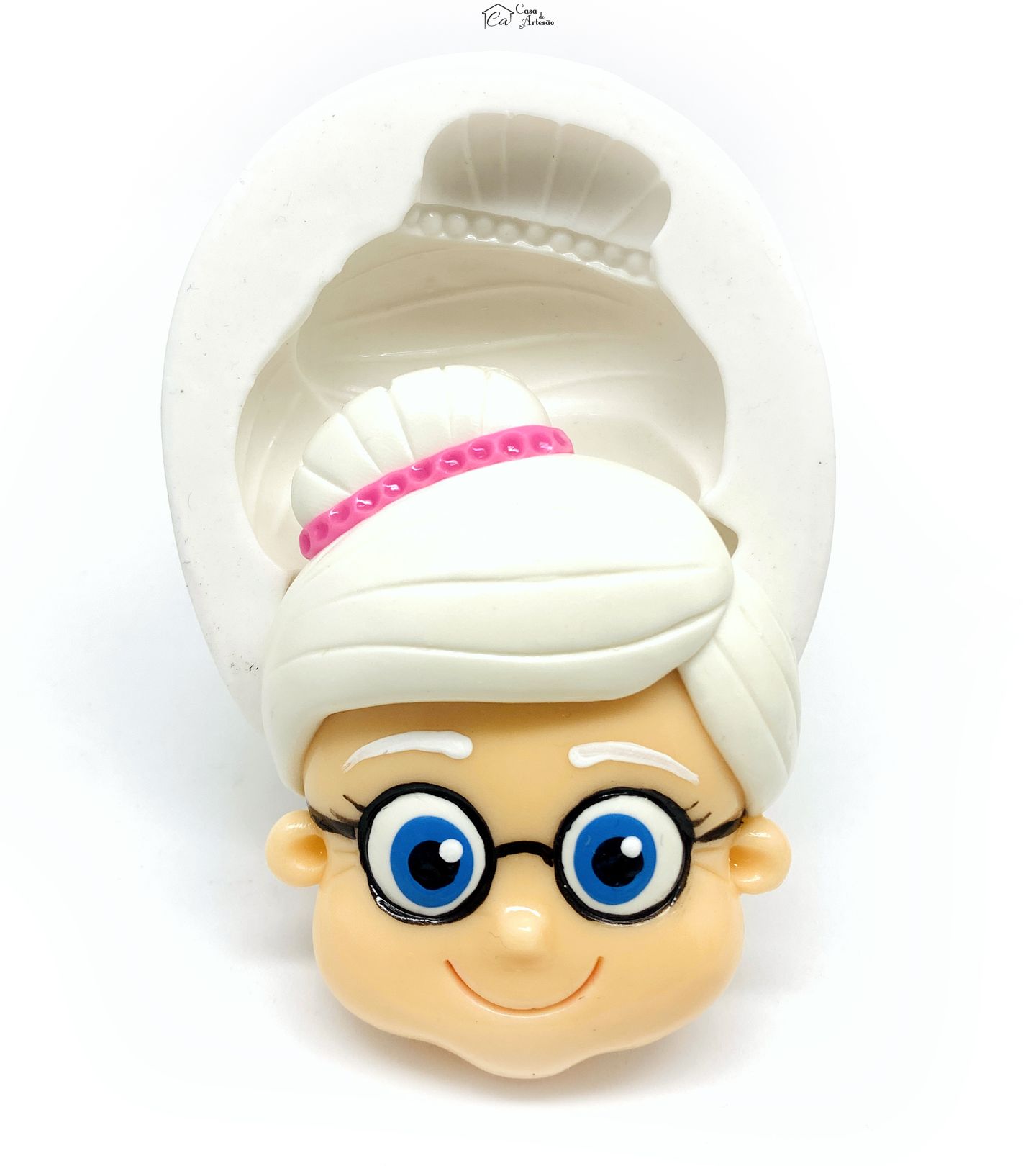 Molde de silicone - Chapeuzinho Vermelho - Rosto Vovo - Extra Grande