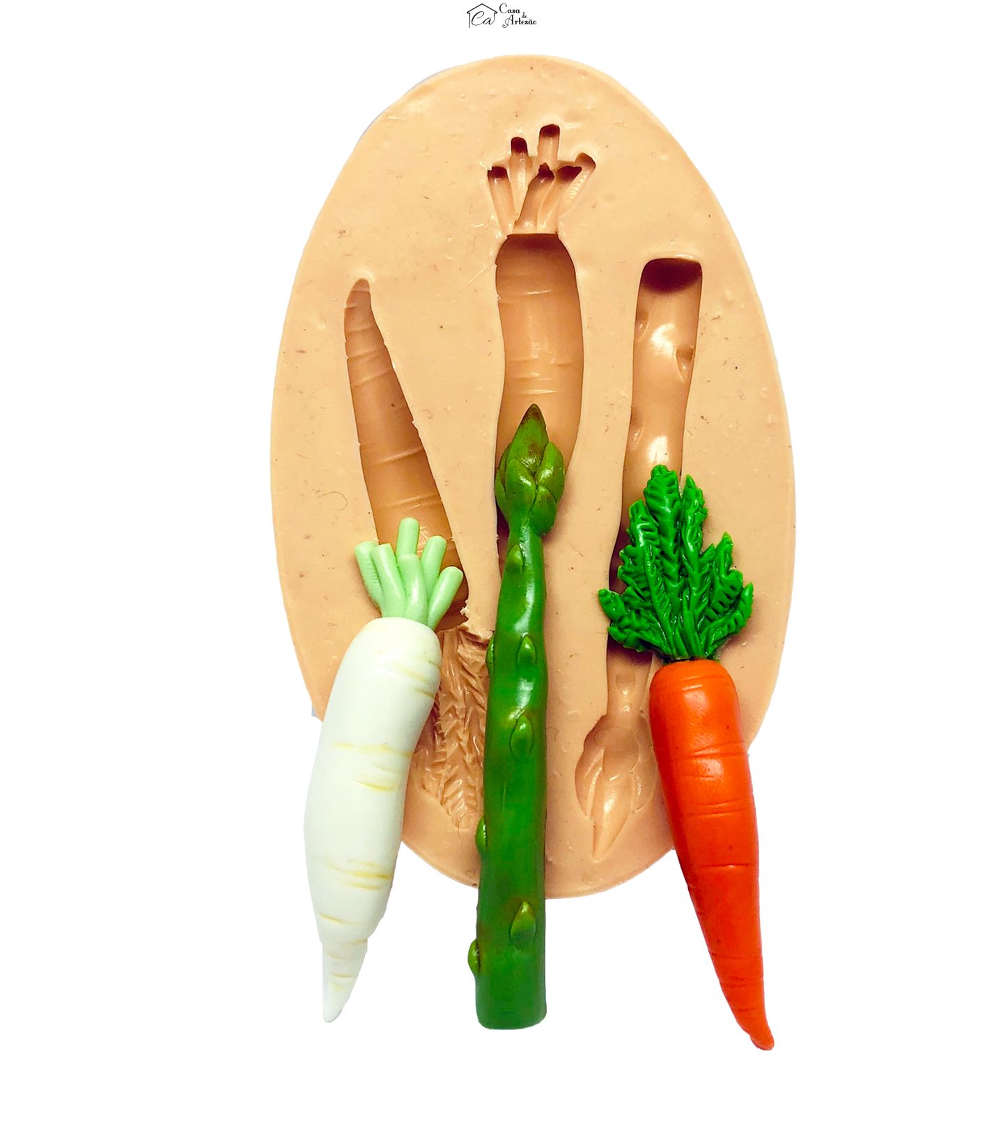 Molde de silicone - Legumes - Nabo, Aspargo, Cenoura - Grande - P851