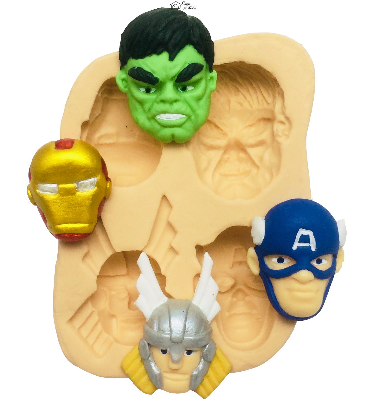 Molde de silicone - Os Vingadores - Rostos - P133