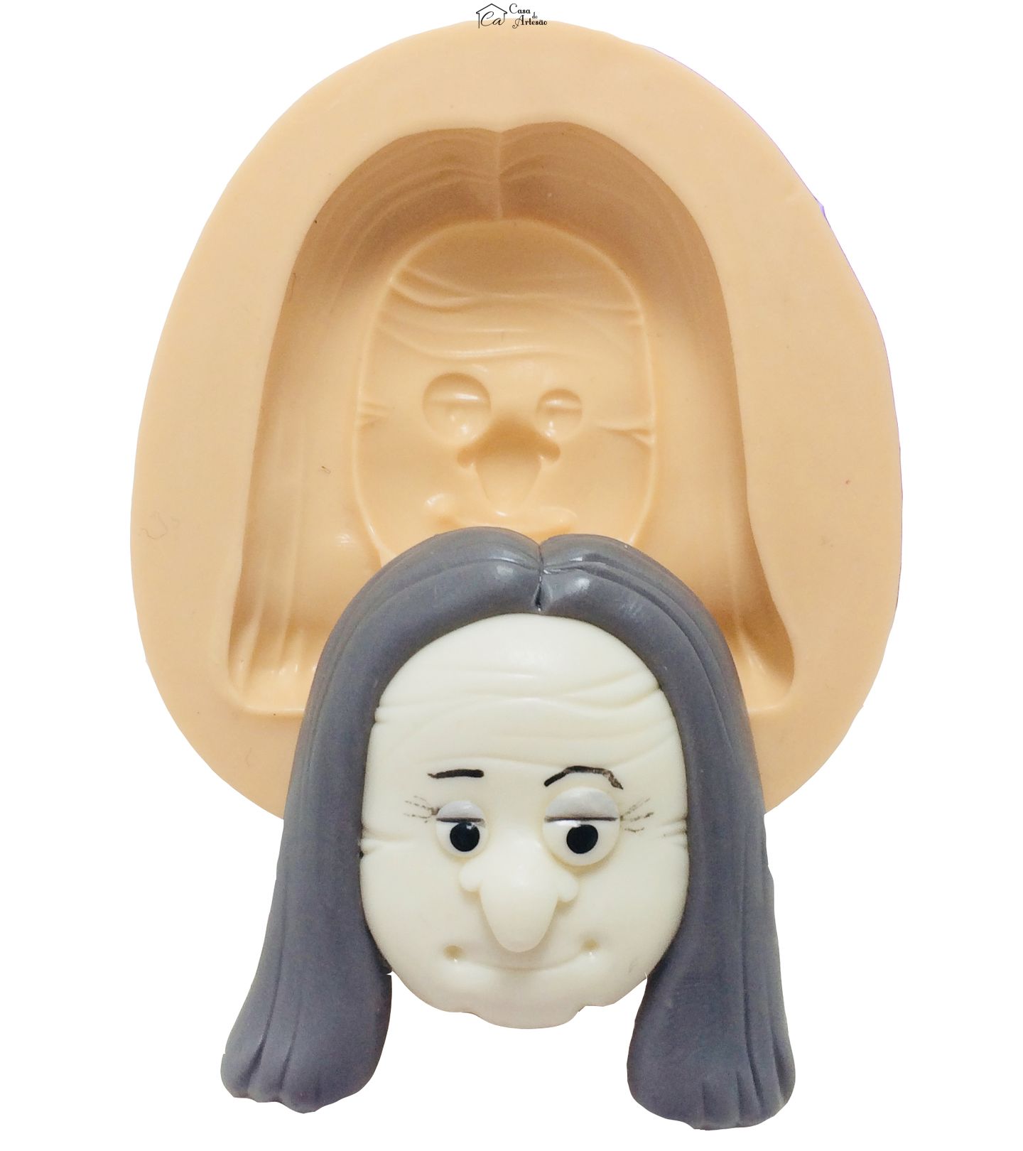 Molde de silicone - Familia Addams - Rosto Vovó Addams - Grande - P402