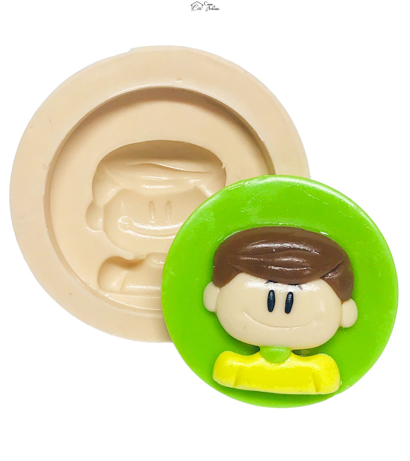 Molde de silicone - Galinha Pintadinha com Base - Rosto Menino - Medio -  P526