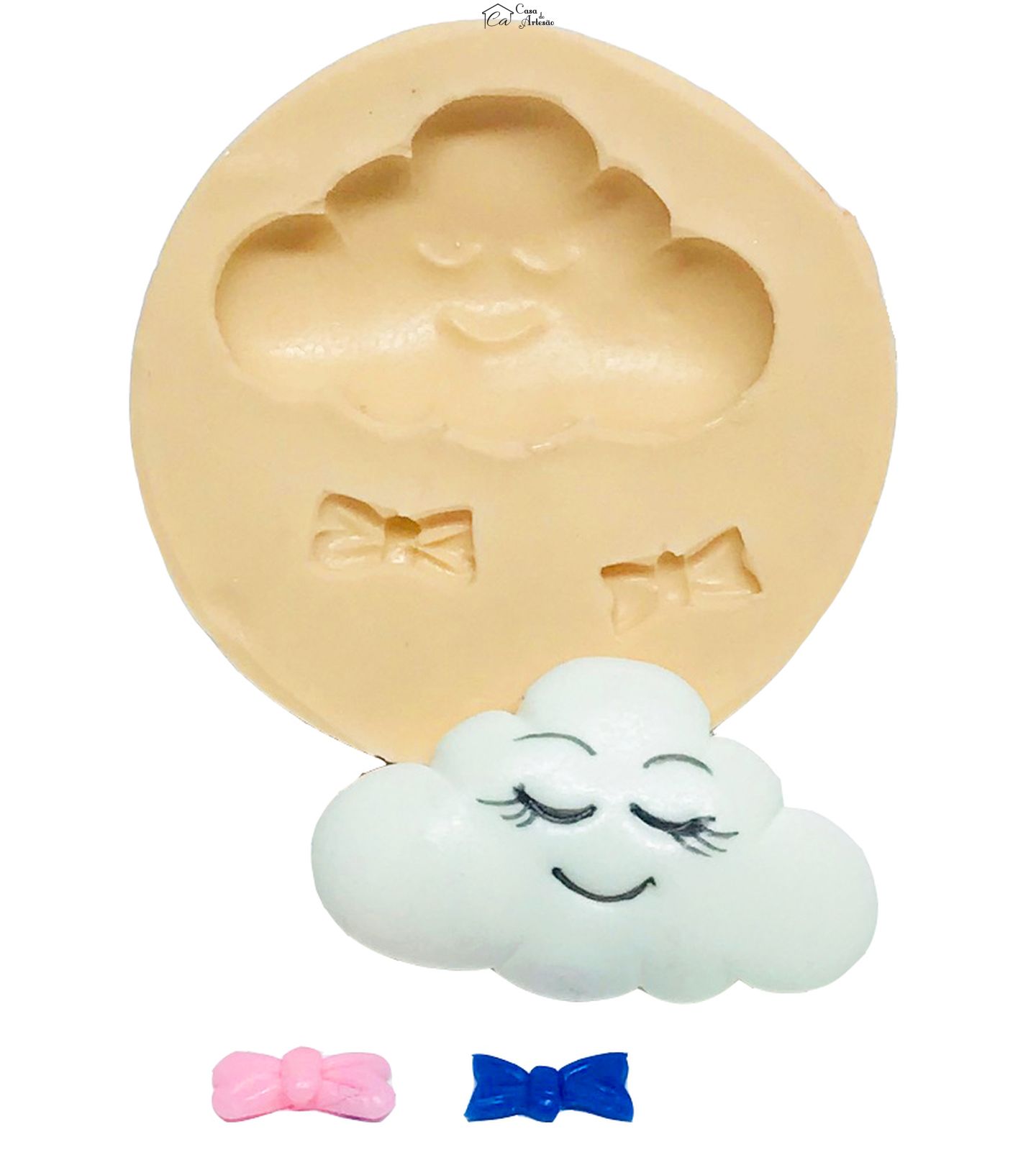 Molde de silicone - Chuva de Amor - Nuvem c/ Gravata ou Laço - Pequeno - P551