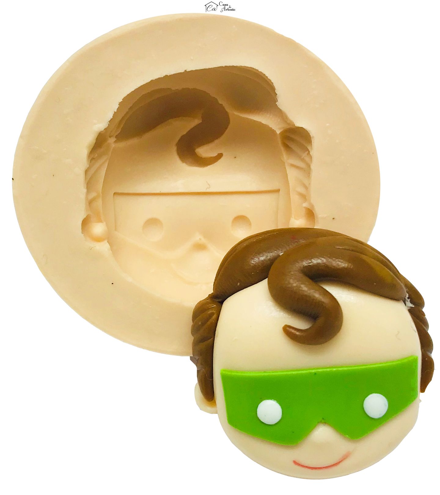 Molde de silicone - Liga da Justiça - Rosto Lanterna Verde Baby - Grande - P502