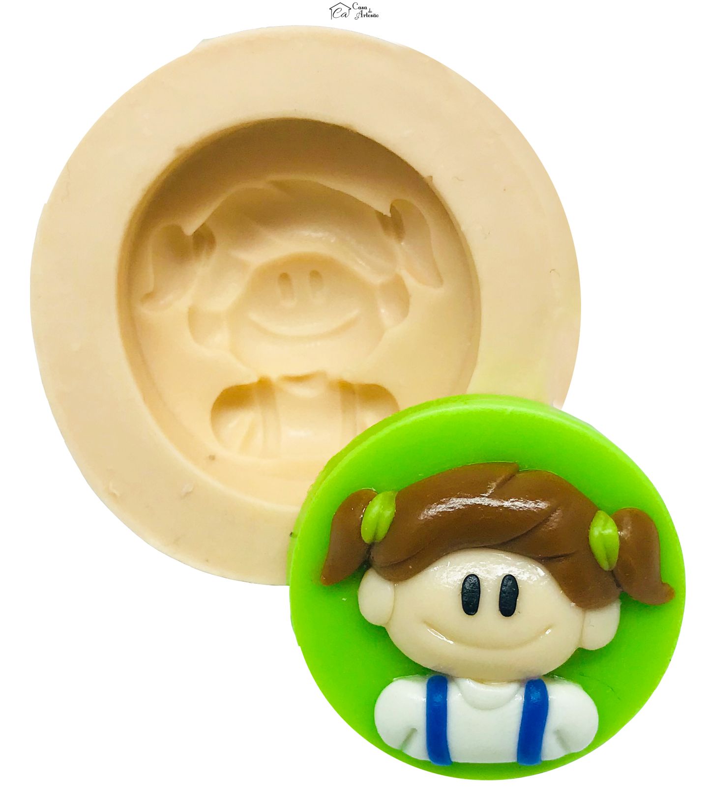 Molde de silicone - Galinha Pintadinha com Base - Rosto Mariana - Pequeno -  P506