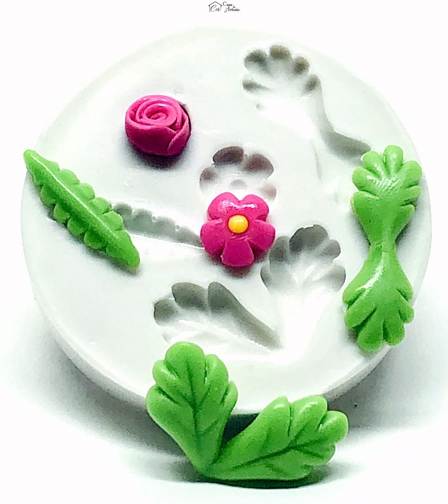 Molde de silicone - Folhas e Flores - Pequena - P998