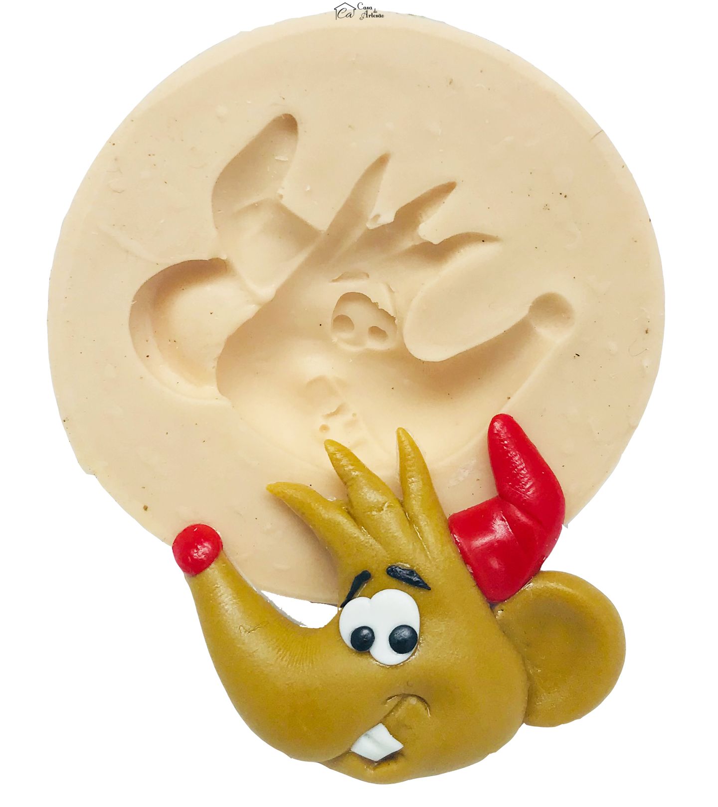 Molde de silicone - Cinderela - Rosto Rato Jaq - Pequeno - P469