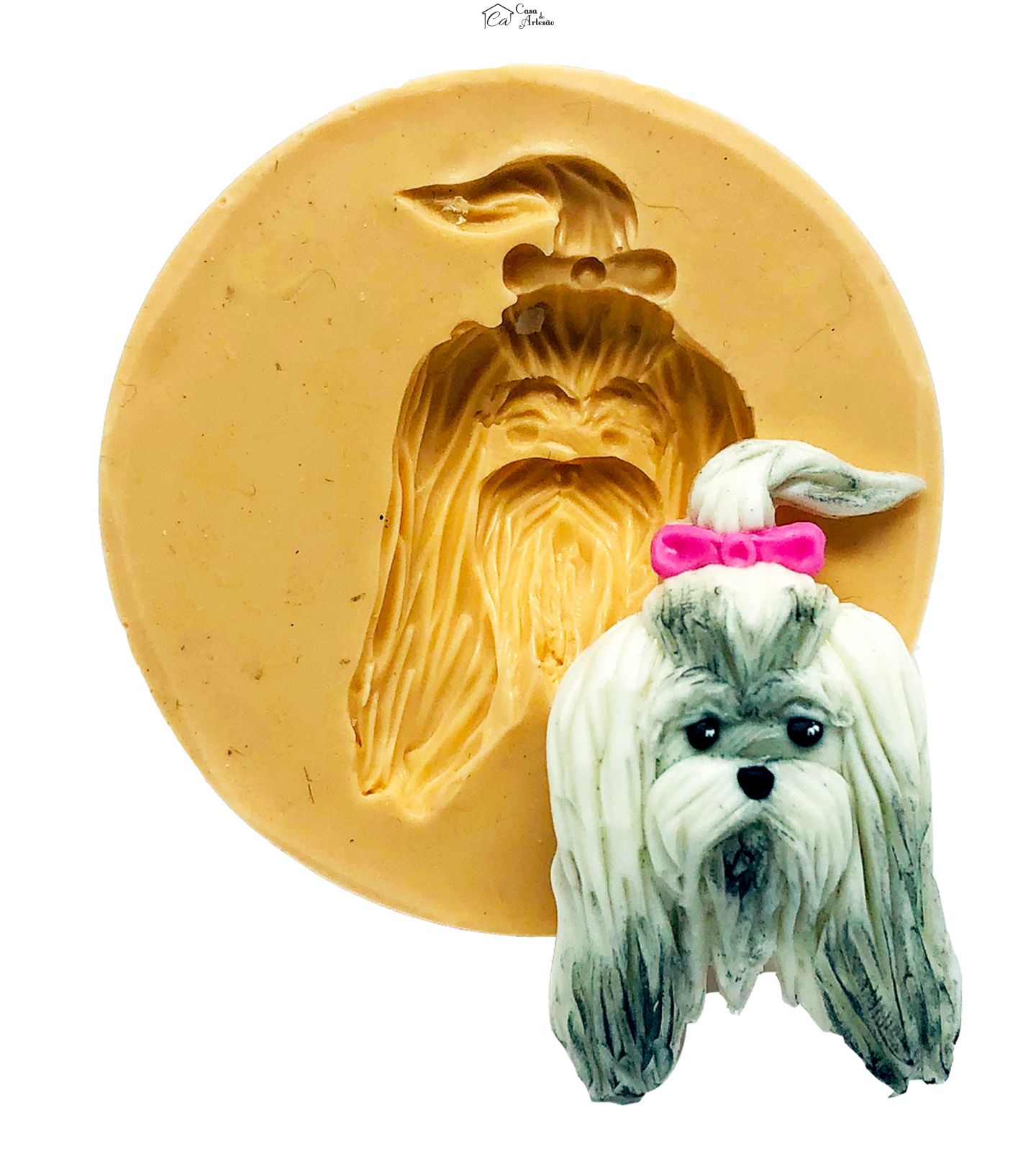 Molde de silicone - Cachorro - Rosto Lhasa Apso - Pequeno - P848