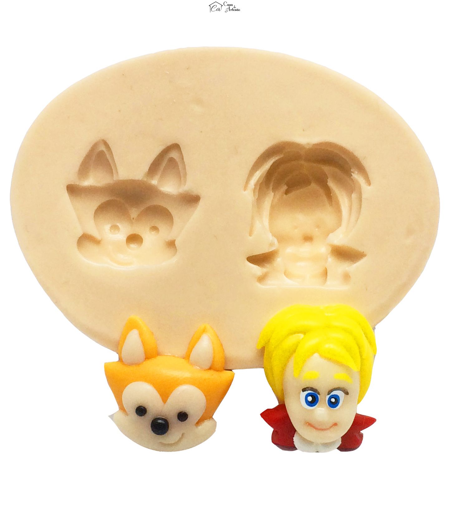 Molde de silicone - O Pequeno Principe - Rosto Principe e Raposa - Pequeno - P275