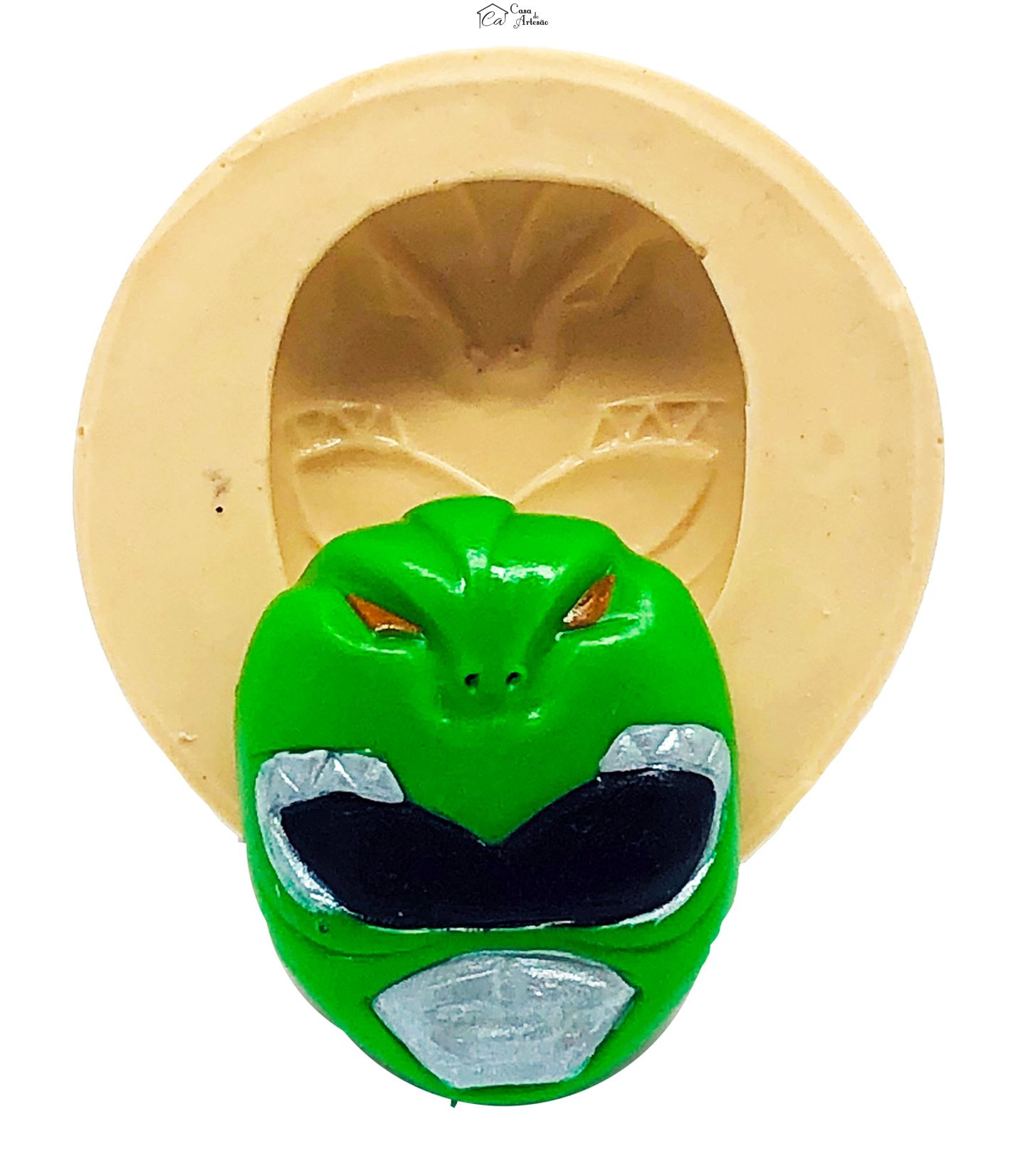 Molde de silicone - Power Ranger - Rosto Verde - Medio - P798