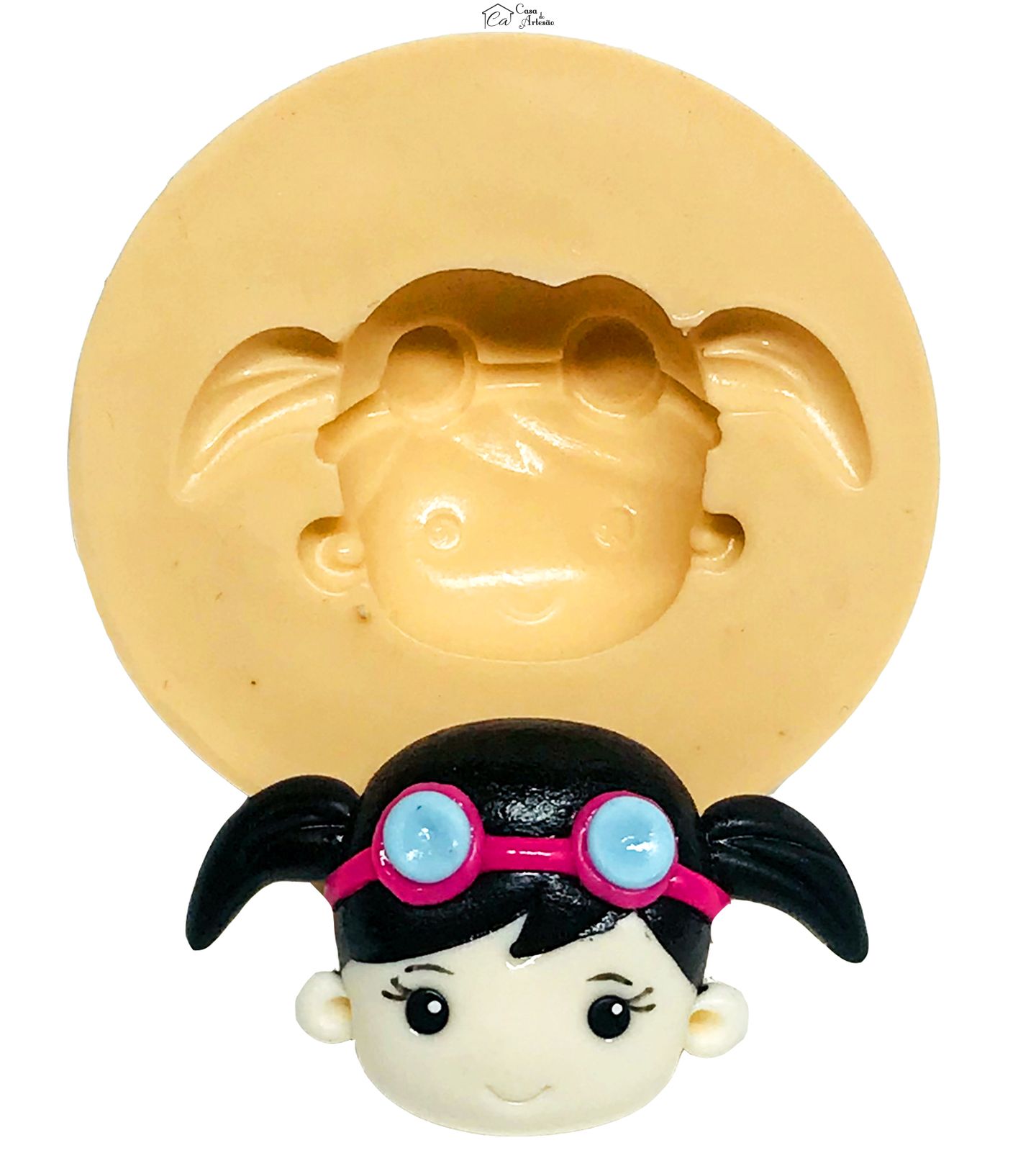 Molde de silicone - Pool Party - Rosto Menina - Pequeno - P607