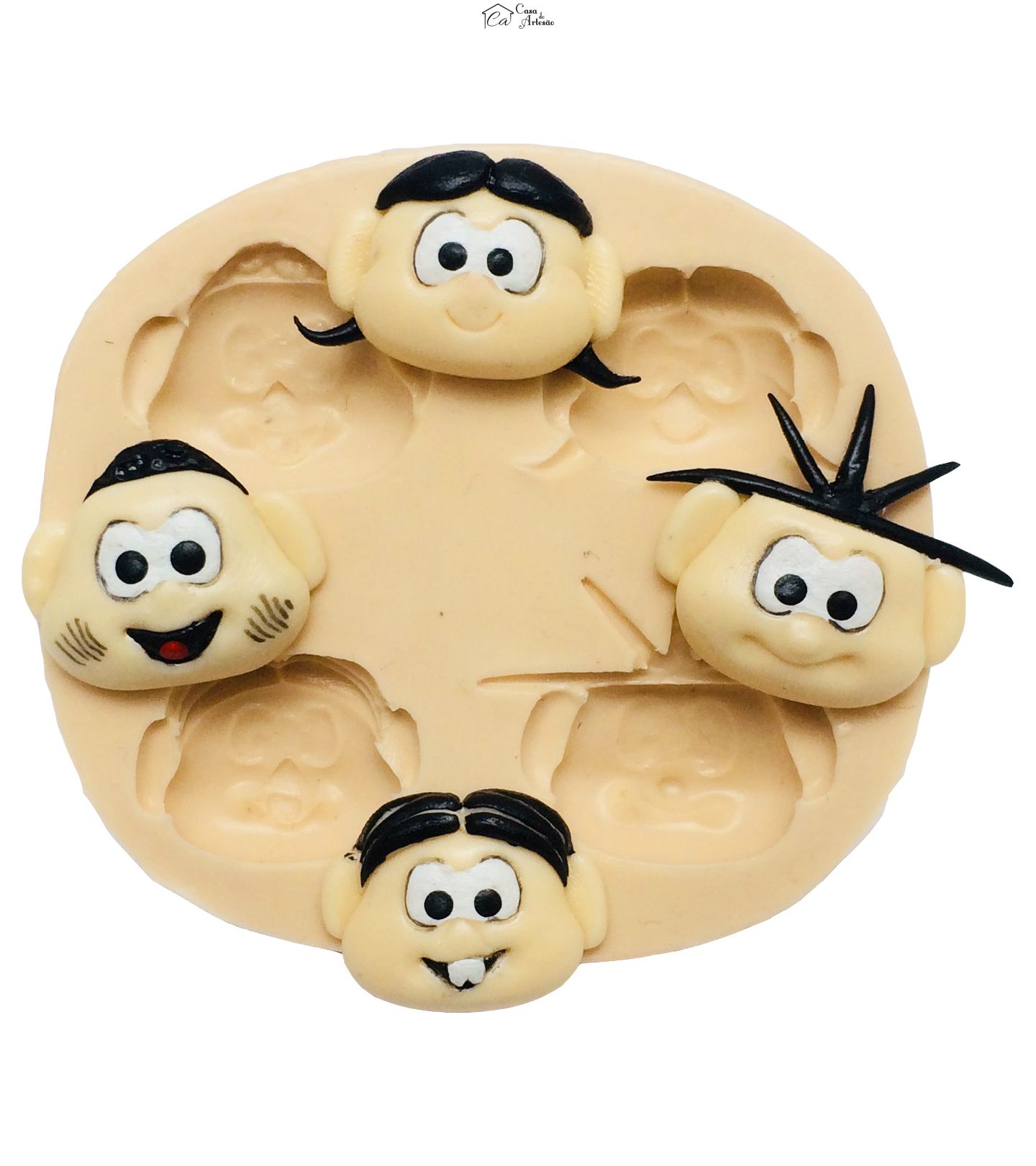 Molde de silicone - Rosto Menina Dentuça, Menina Gulosa; Menino Sujinho, Menino Cabelo Espetado - P174