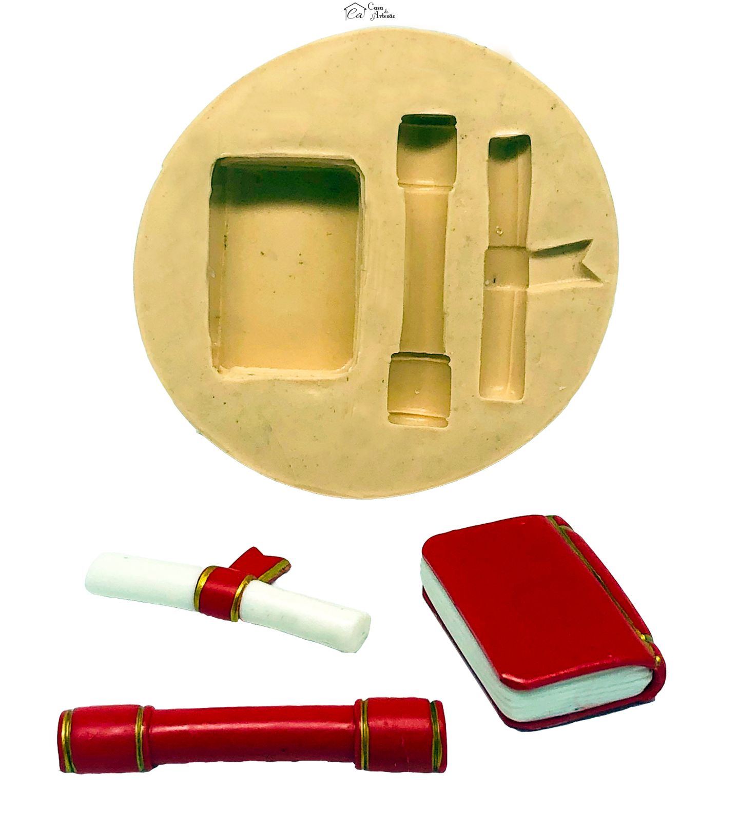 Molde de silicone - Formatura - Diploma, Canudo e Livro - Grande - P869