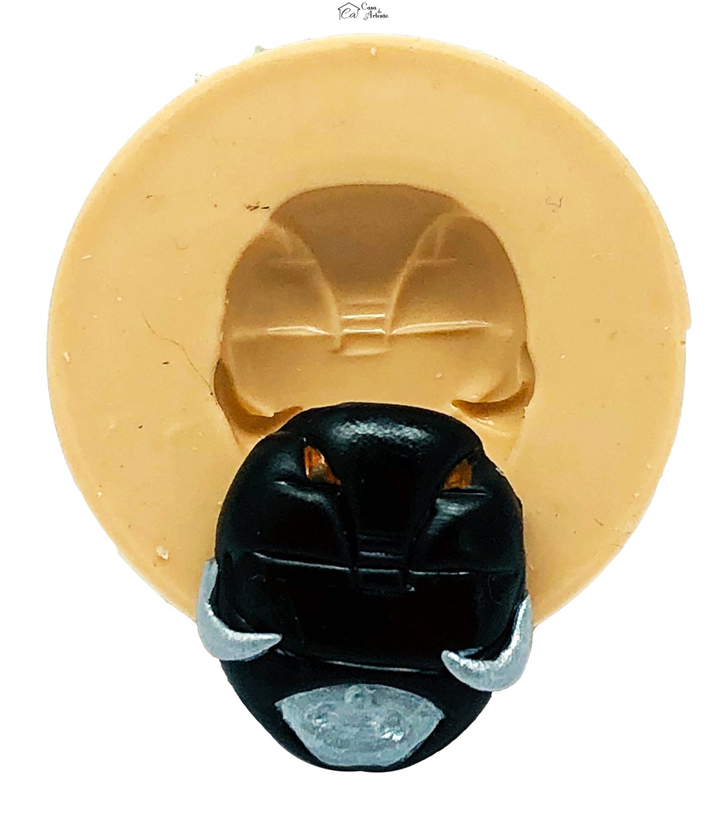 Molde de silicone - Power Ranger - Rosto Preto - Pequeno - P785