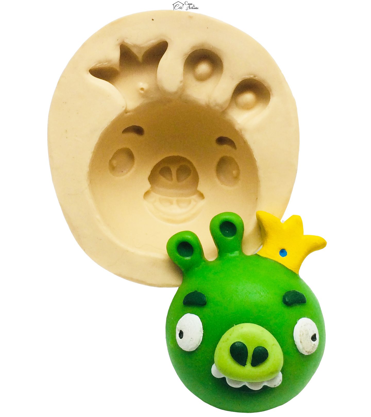 Molde de silicone - Angry Birds - Rostos Rei Porco