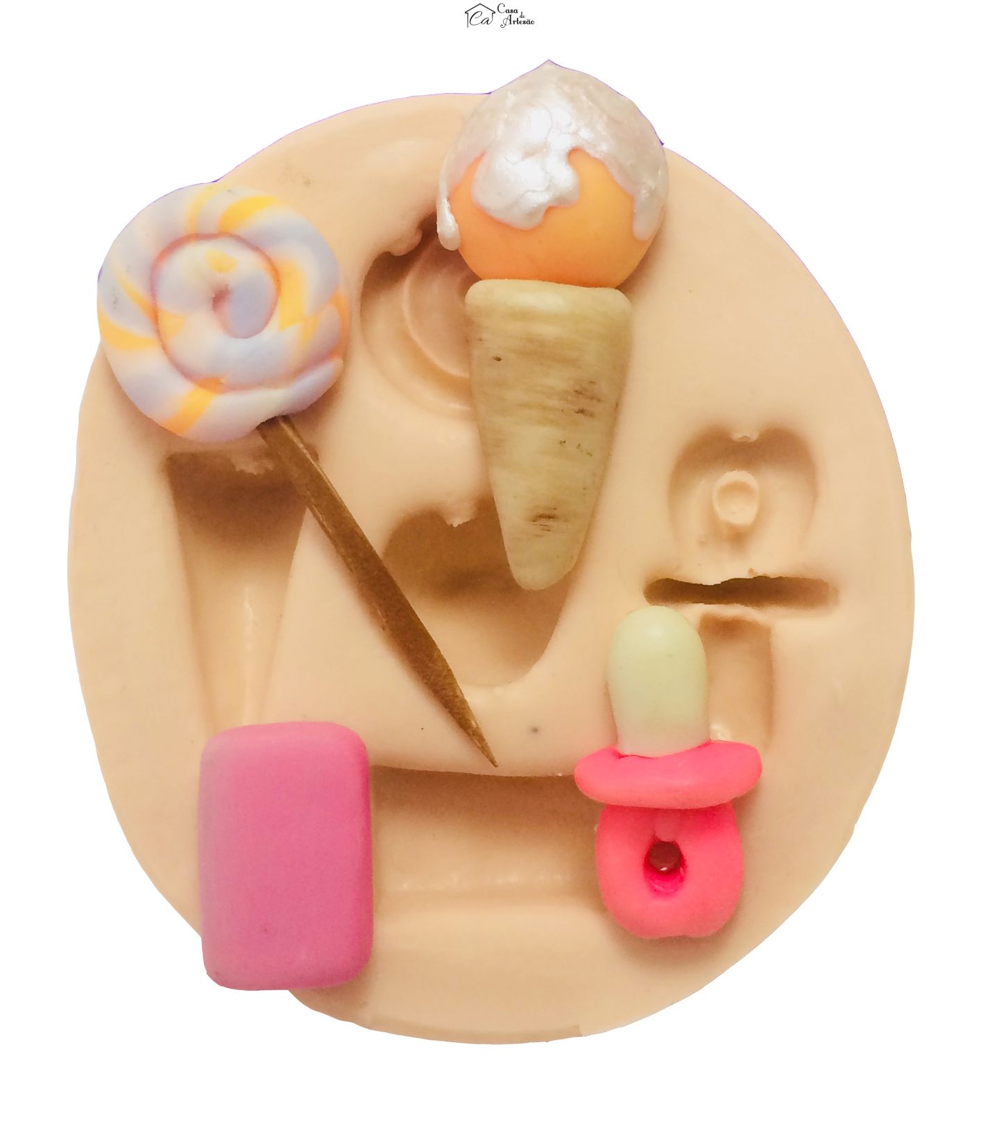 Molde de silicone - Sorvete, Chiclete, Pirulito e Chupeta