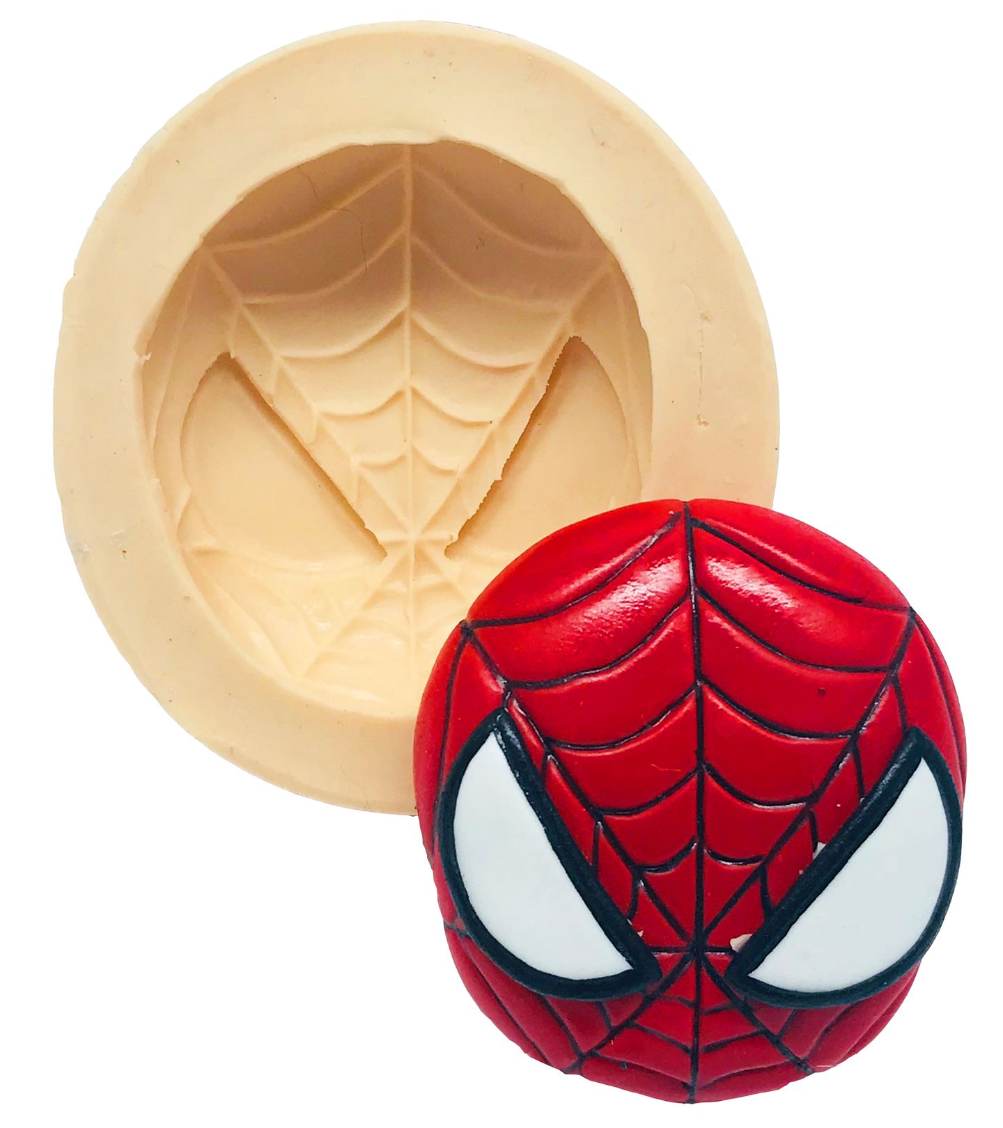 Molde de silicone - Os Vingadores - Fofinhos - Rosto Homem Aranha - Grande - P488