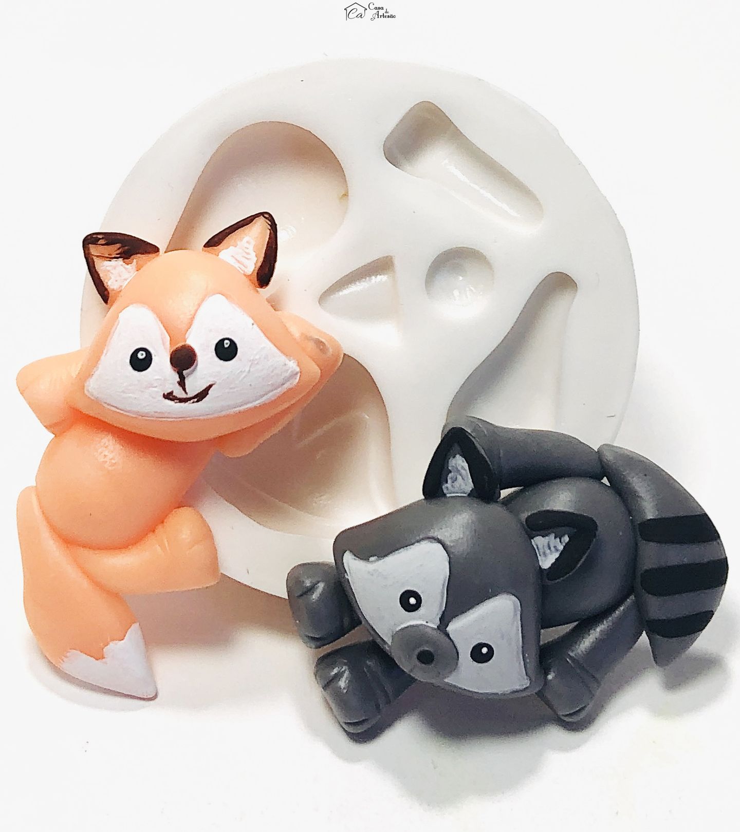 Molde de silicone - Raposa e Guaxinim - Pequeno - P959