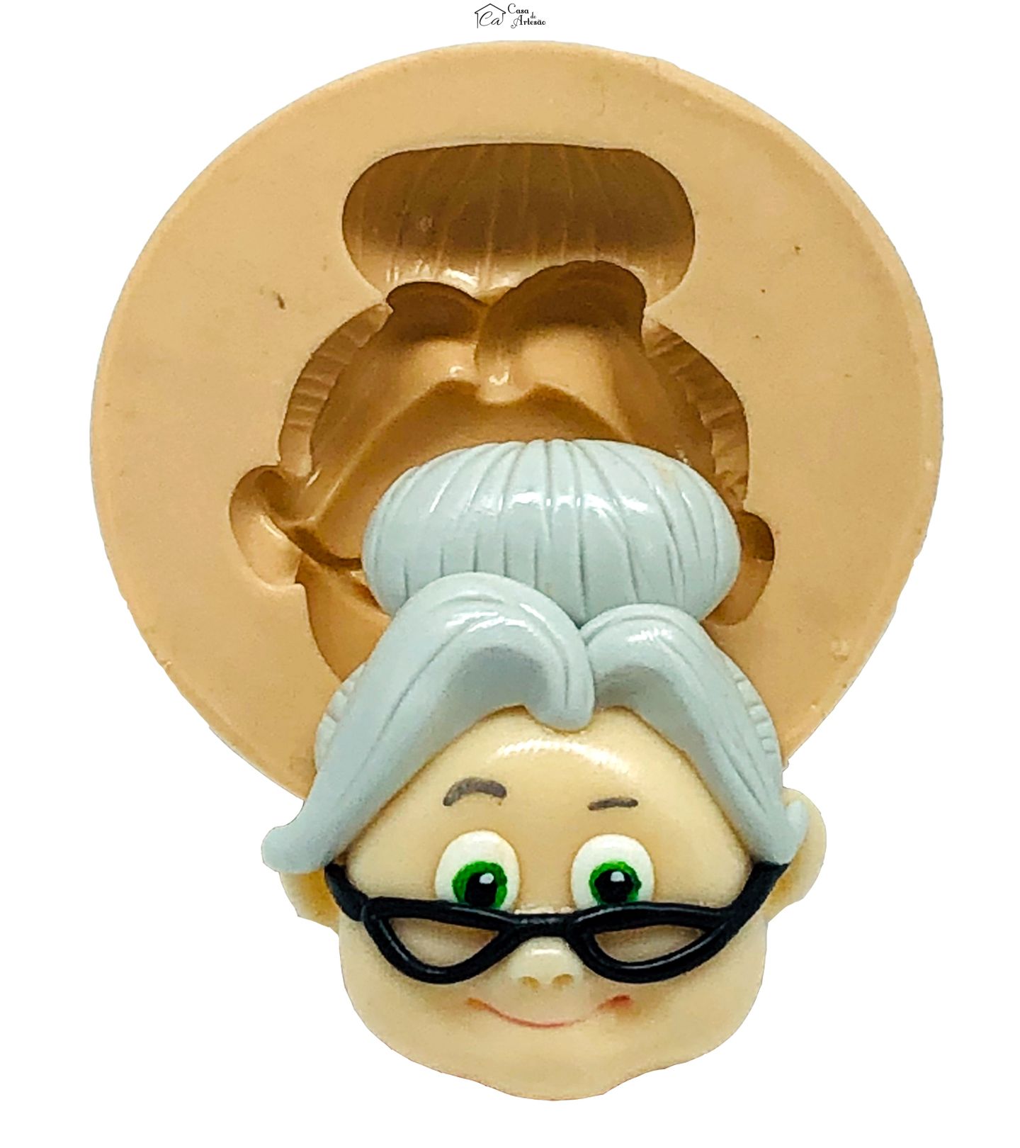 Molde de silicone - 44 Gatos - Rosto Vovó Pina - Grande - P809