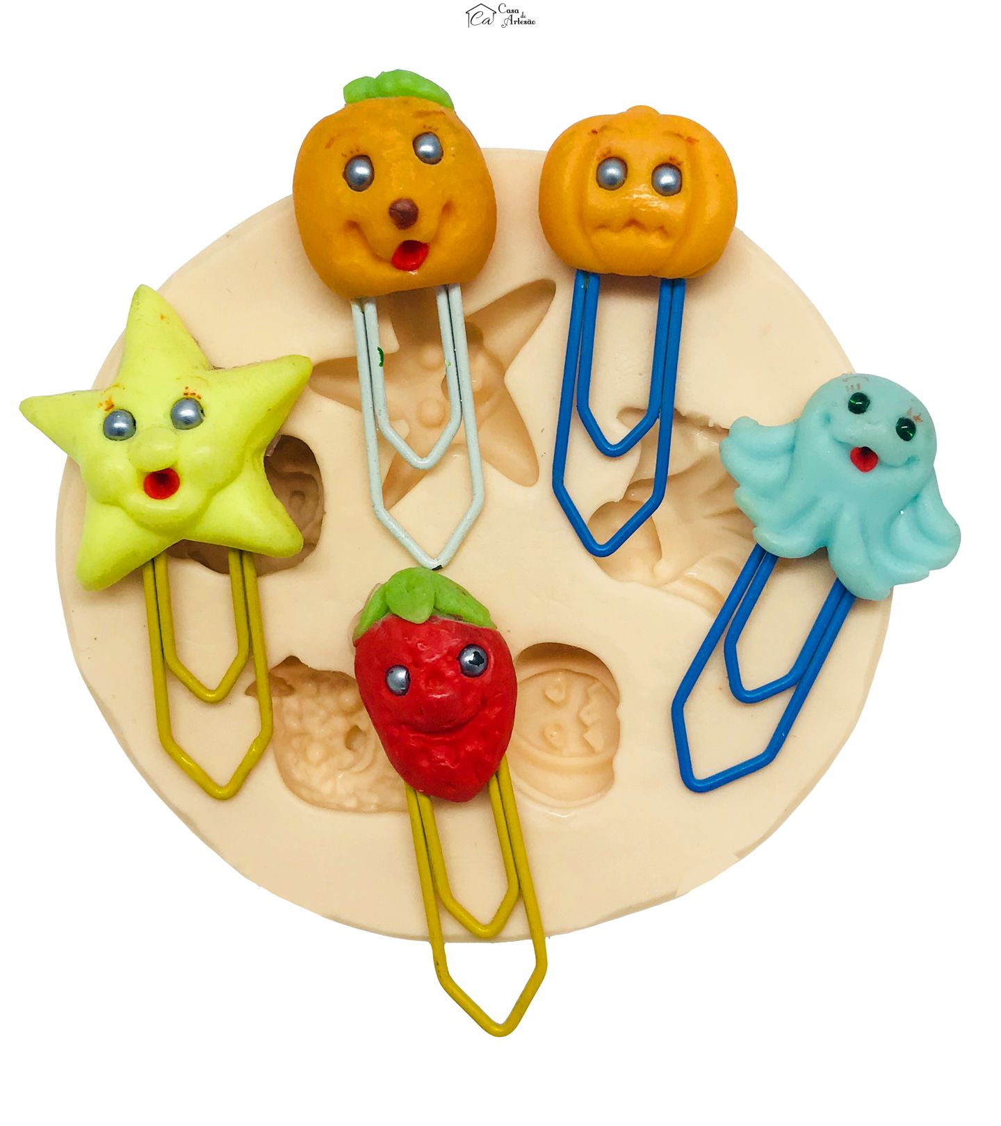 Molde de silicone - Mini Morango/Abobora/Laranja/Estrela e Polvo