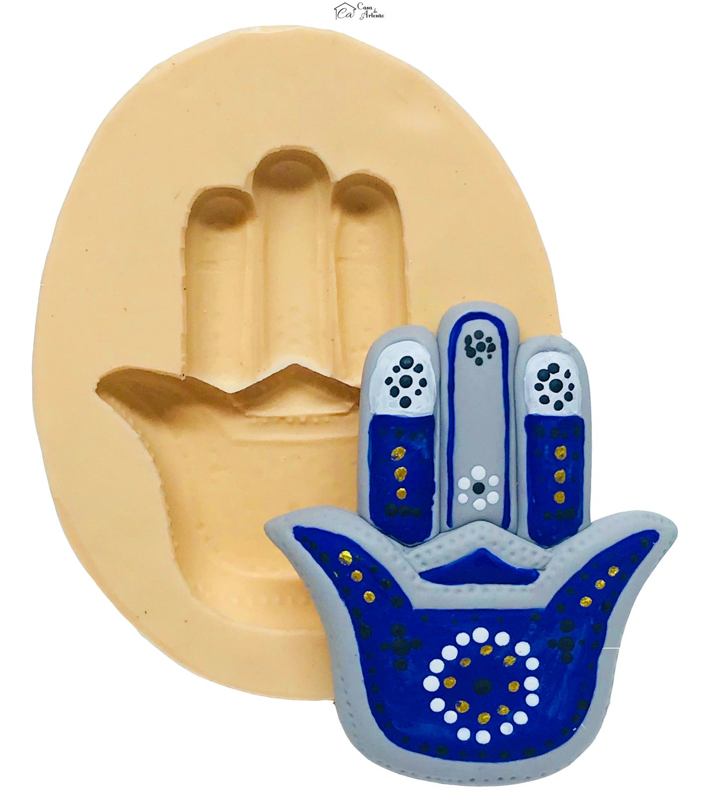 Molde de silicone - Simbolo Judaico - Mão de Hamsá - Grande - P543