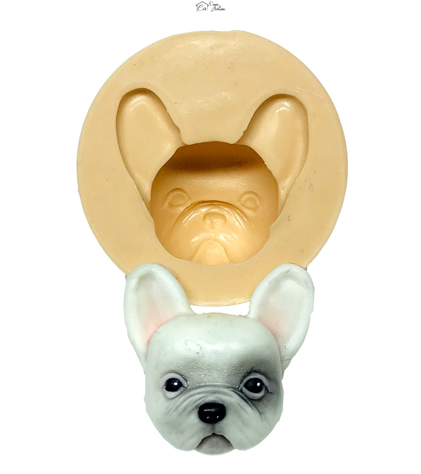 Molde de silicone - Cachorro - Rosto Buldog Francês - Medio - P622
