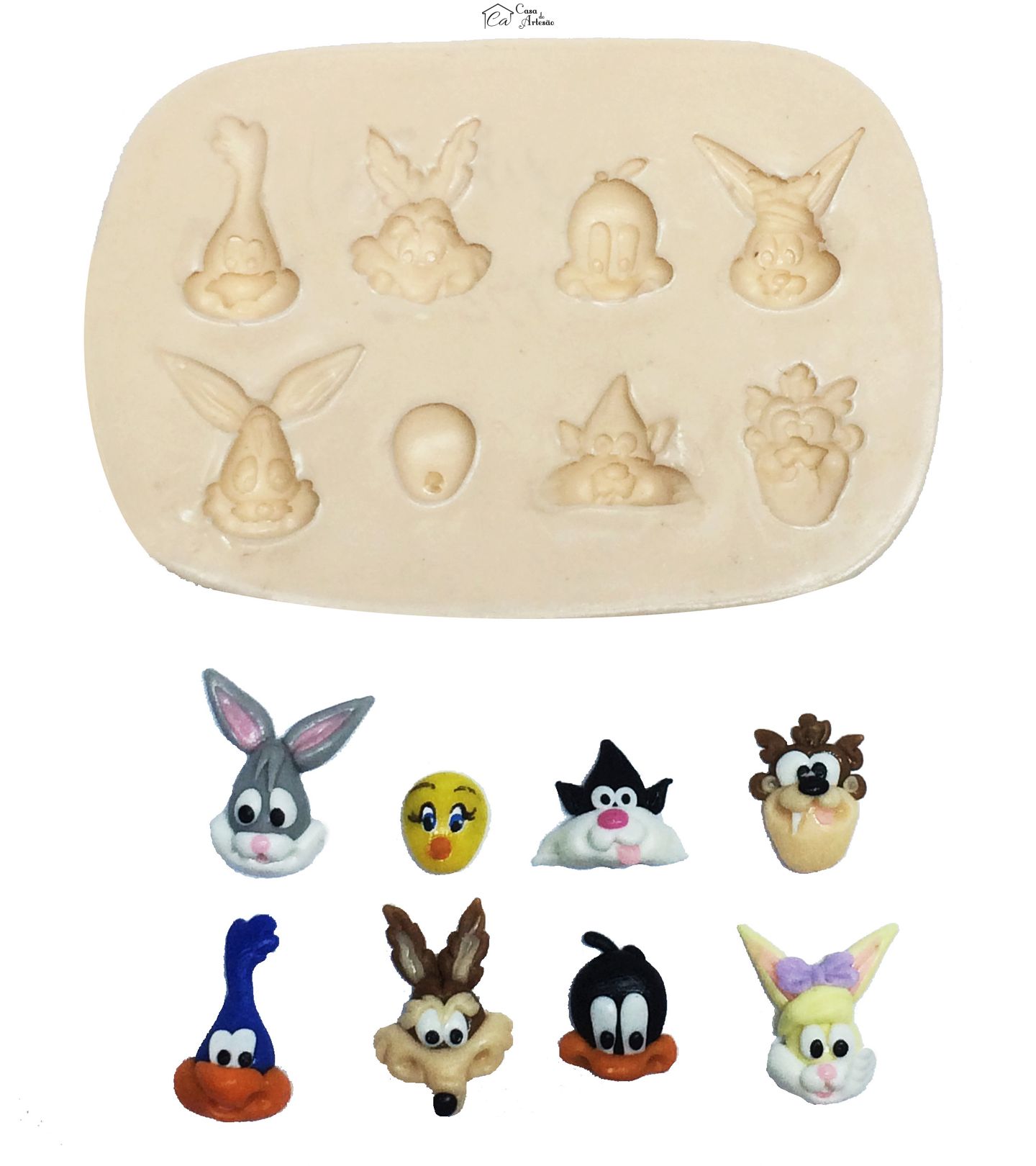 Molde de silicone - Looney Tunes Baby - Rostos da Turma - Pequeno - P07