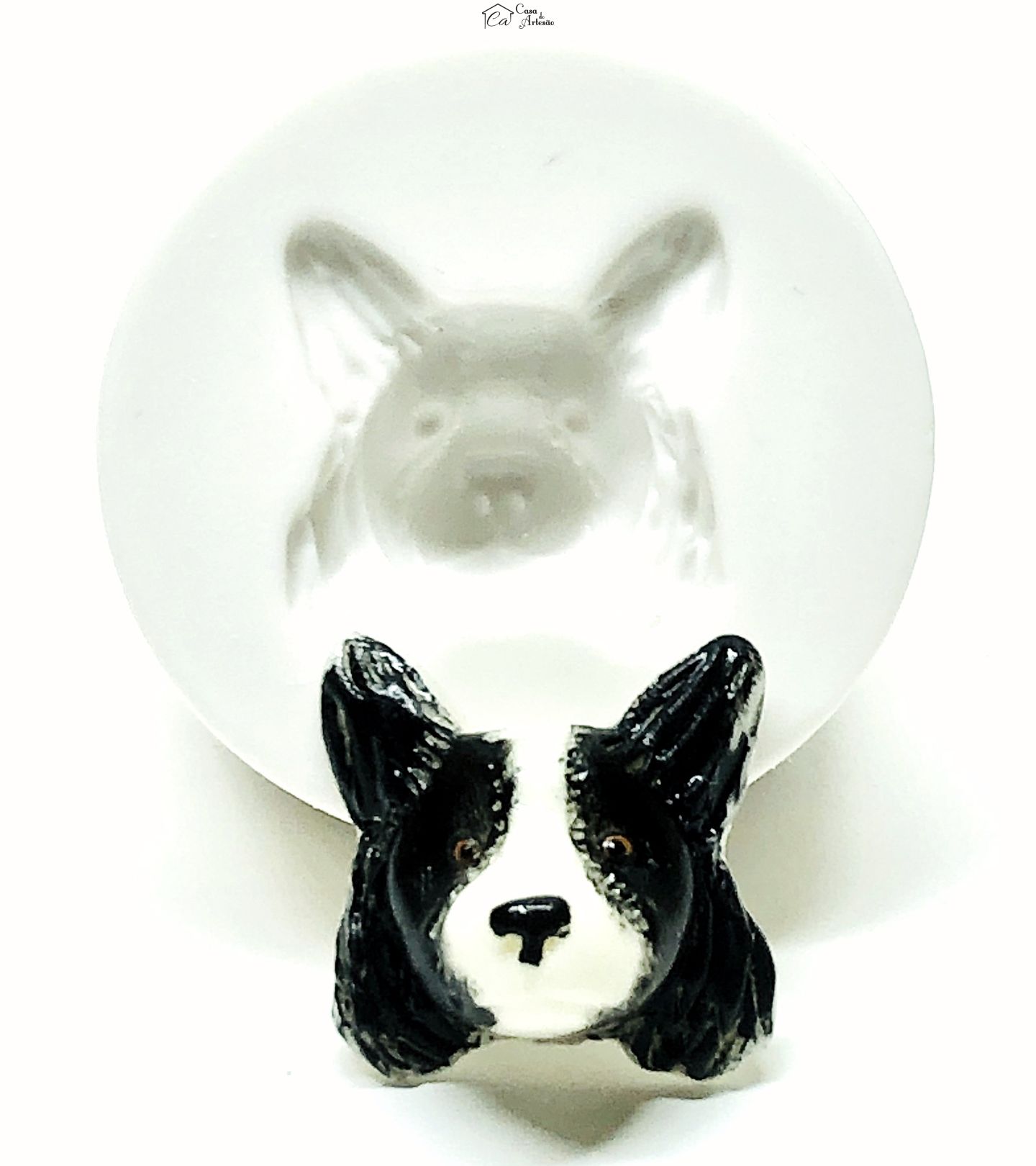 Molde de silicone - Cachorro - Rosto Border Collie - Pequeno - P1046