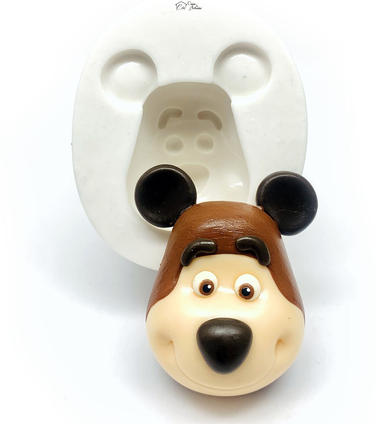 Molde de silicone - Masha e o Urso - Rosto Urso - Grande