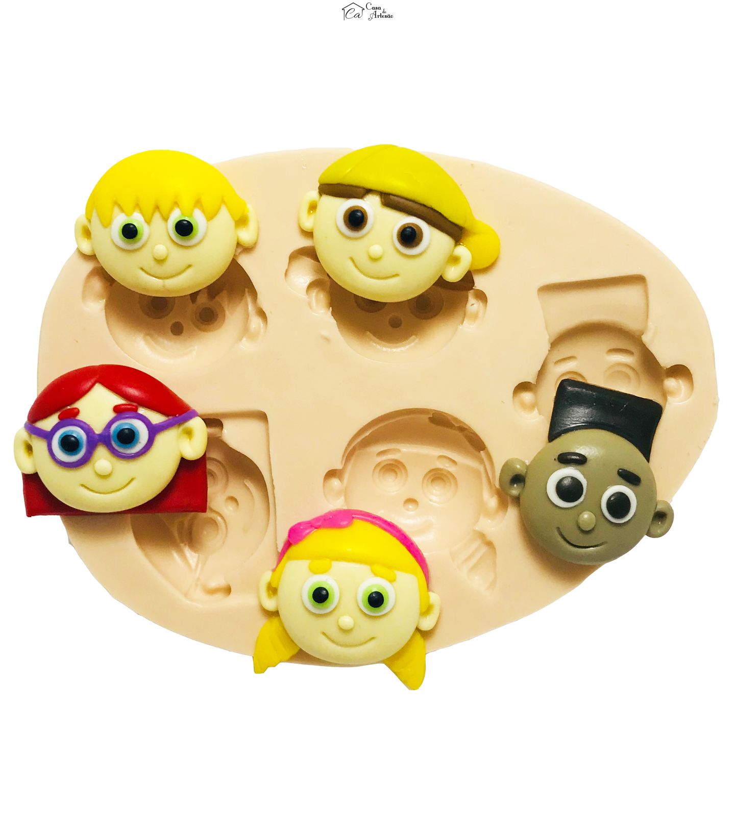 Molde de silicone - Os Pequerruchos - Rosto da Turma - Pequeno - P428