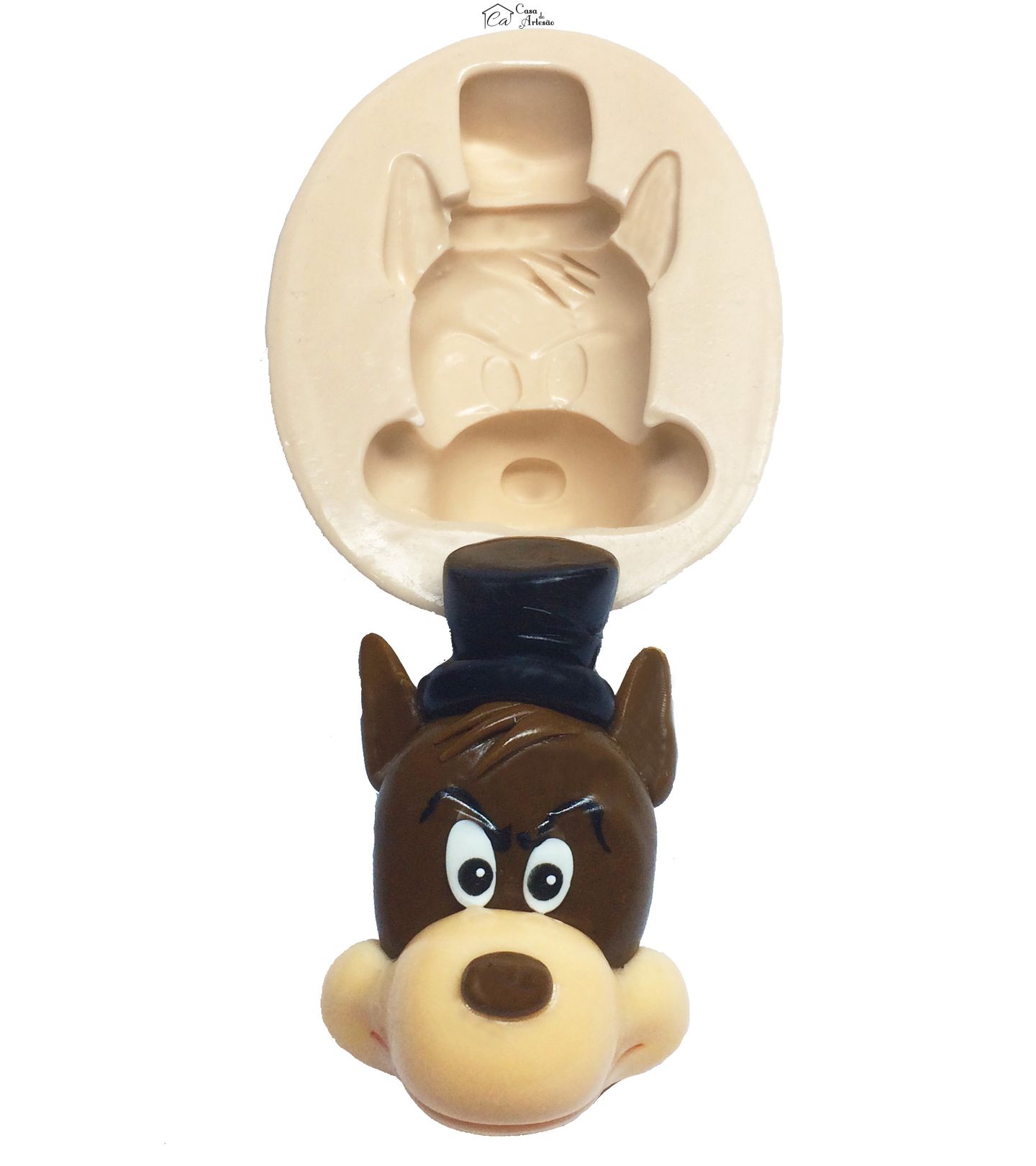 Molde de silicone - Chapeuzinho Vermelho - Rosto Lobo - Extra Grande