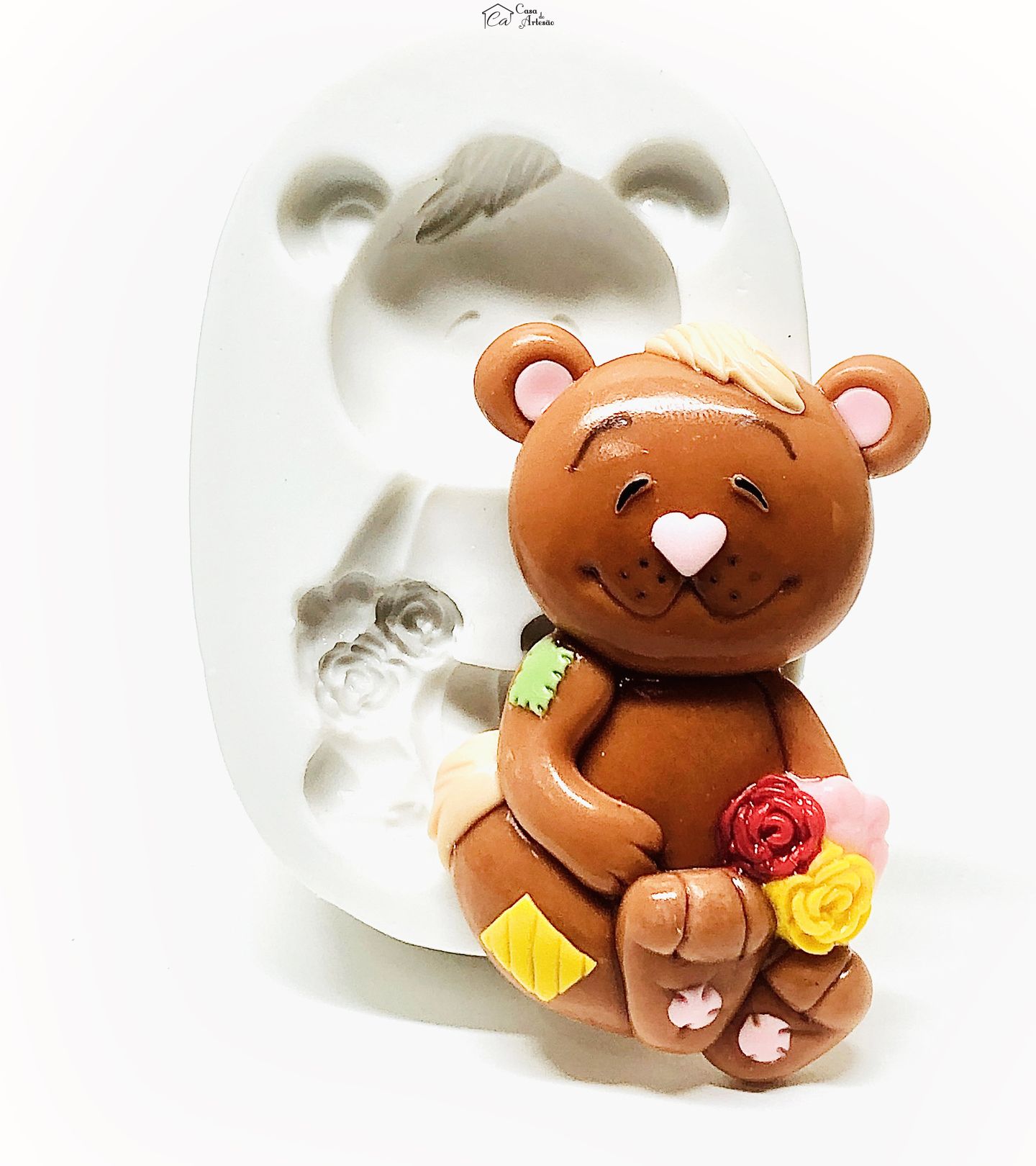 Molde de silicone - Urso com Flores - P1045