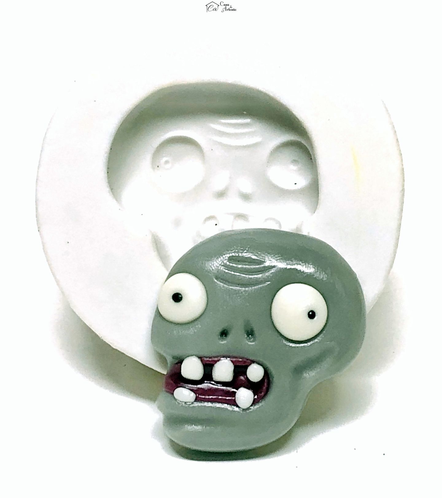 Molde de silicone - Plantas vs Zumbis - Rosto Zumbi - Medio - P1071